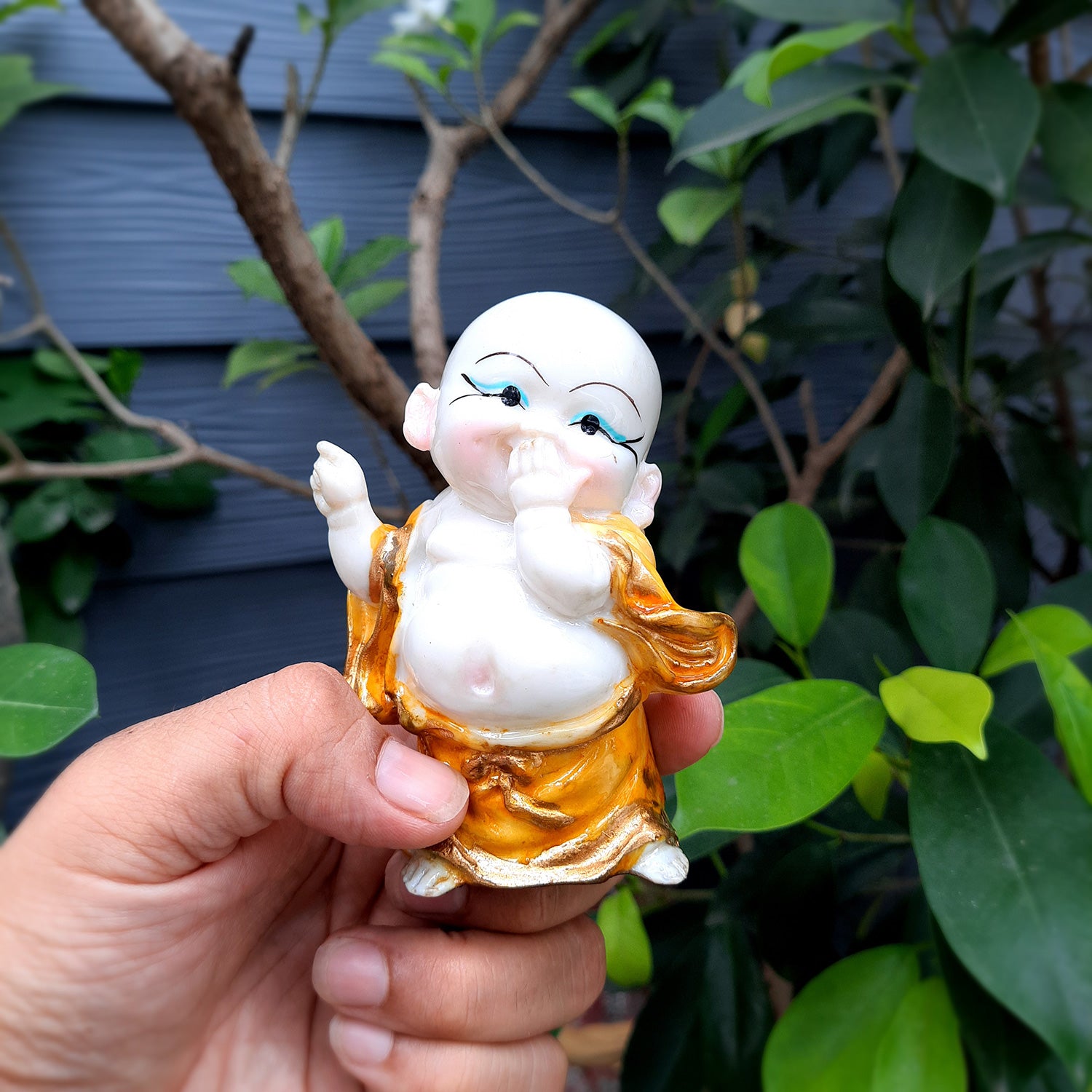 Baby Monk Showpiece Small Set | Child Monk Feng Shui Table Decor | Miniature Decor - For Good Luck, Home, Office Decor, Gift & Car Dashboard (Set of 3) - Apkamart