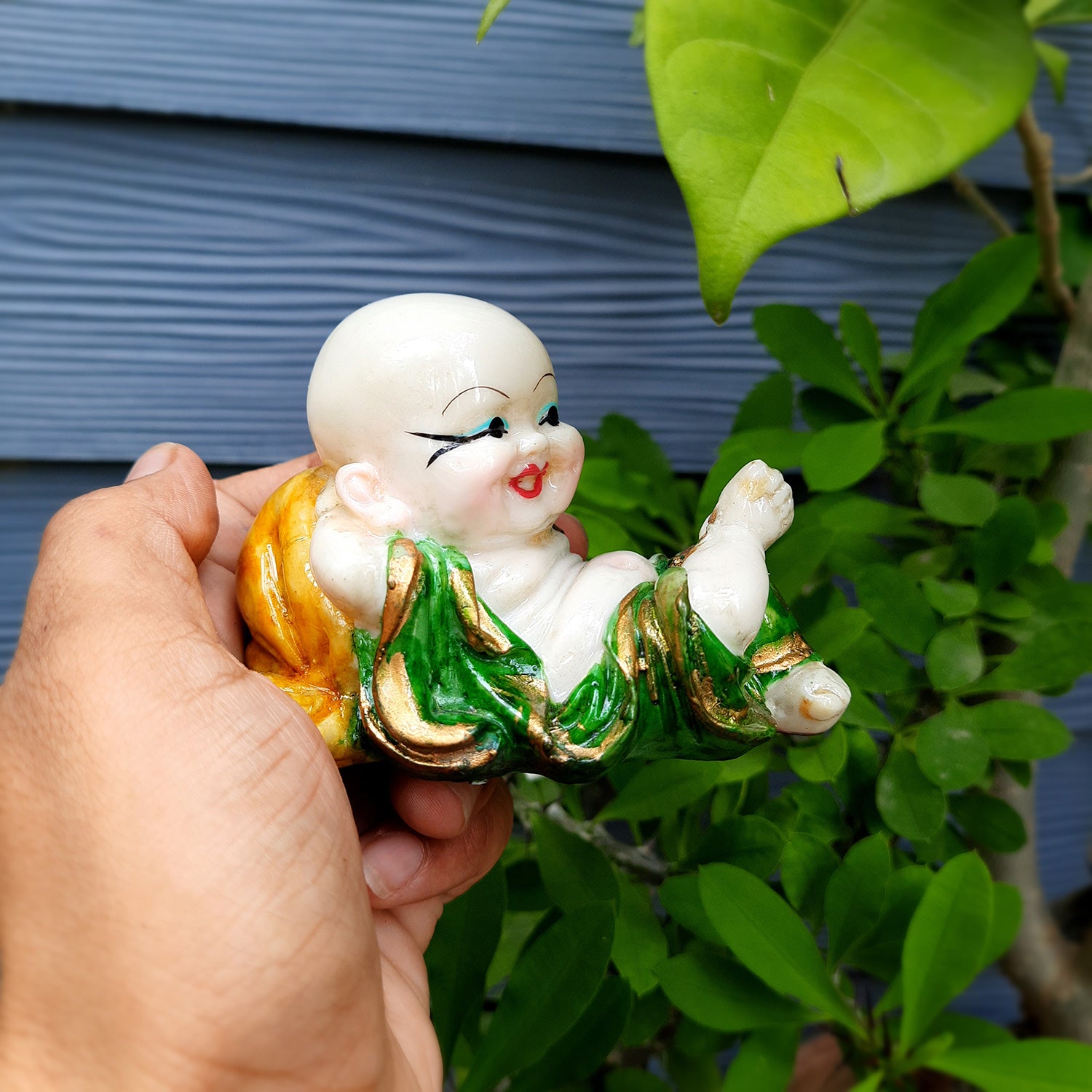 Baby Monk Showpiece Small Set | Child Monk Feng Shui Table Decor | Miniature Decor - For Good Luck, Home, Office Decor, Gift & Car Dashboard (Set of 3) - Apkamart