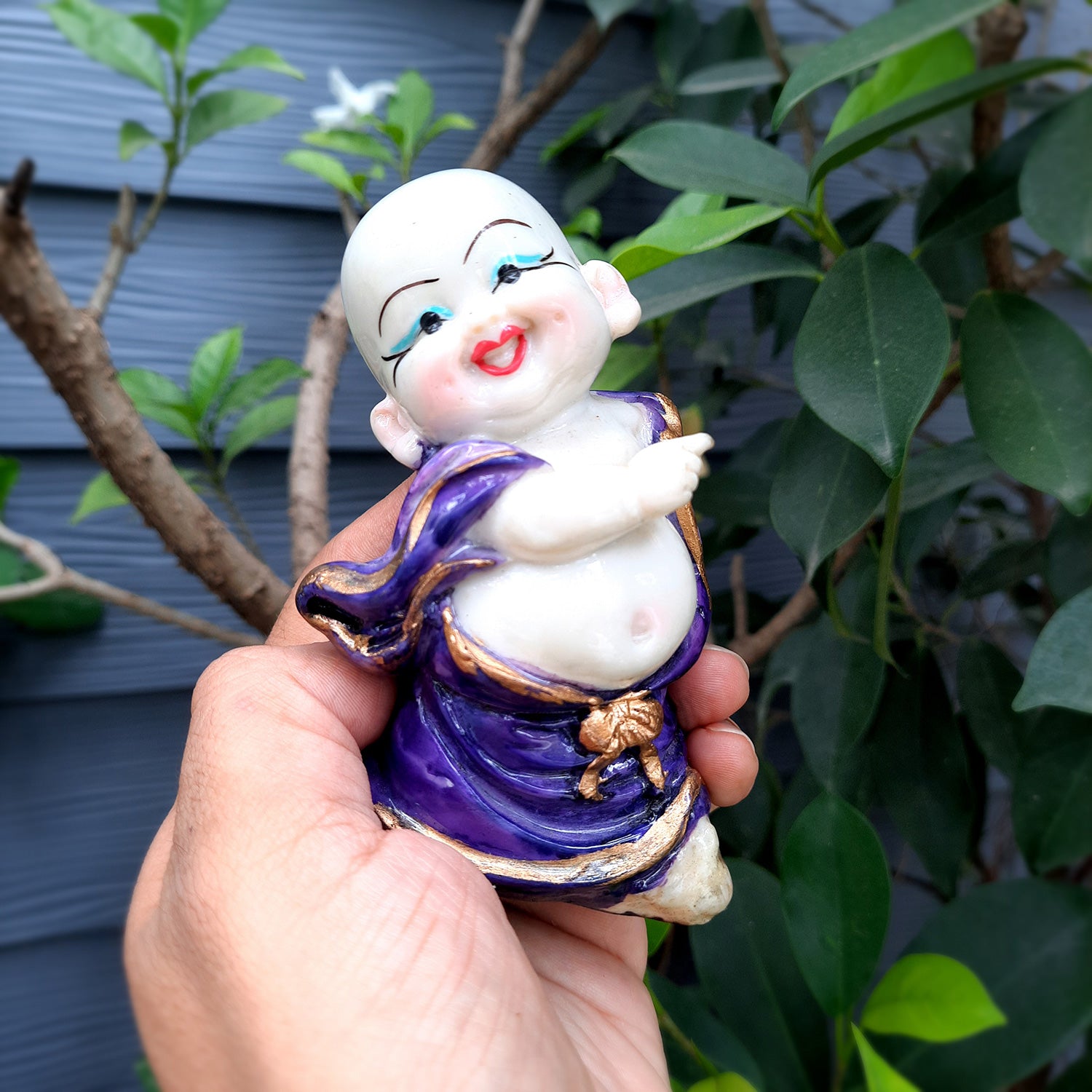 Baby Monk Showpiece Small Set | Child Monk Feng Shui Table Decor | Miniature Decor - For Good Luck, Home, Office Decor, Gift & Car Dashboard (Set of 3) - Apkamart