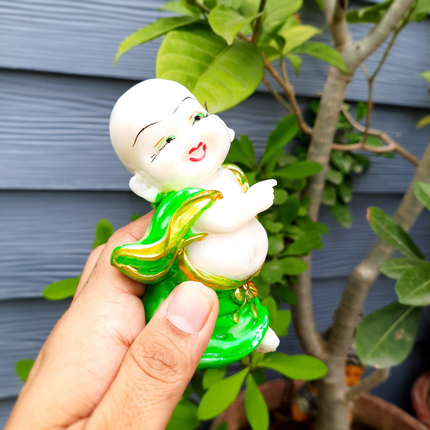 Baby Monk Showpiece| Feng Shui Table Decor - for Car Dashboard, Good Luck, Home, Table, Office Decor & Gift- 4 inch-Apkamart