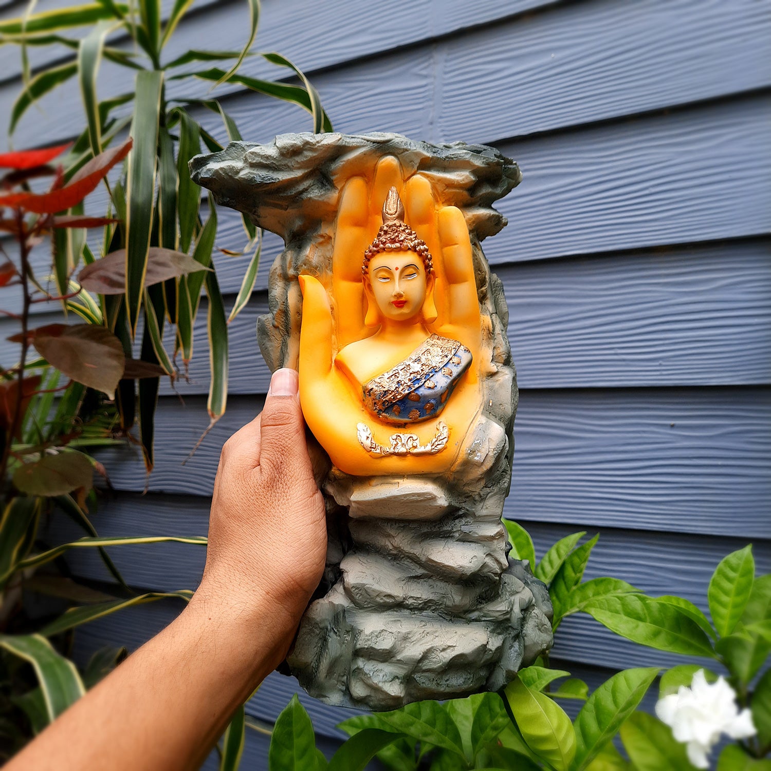 Buddha Showpiece Cum Vase |Flower Pot with Lord Gautam Buddha Showpiece - for Living Room, Home, Table, Office Decor & Gift- 11 inch- Apkamart