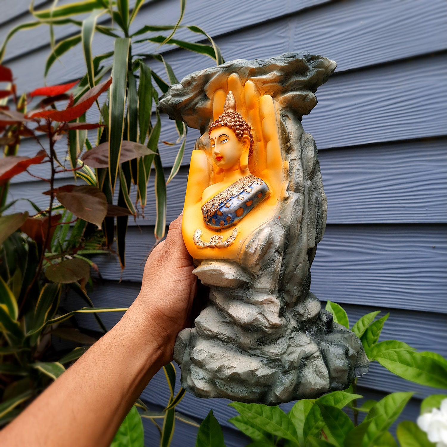 Buddha Showpiece Cum Vase |Flower Pot with Lord Gautam Buddha Showpiece - for Living Room, Home, Table, Office Decor & Gift- 11 inch- Apkamart