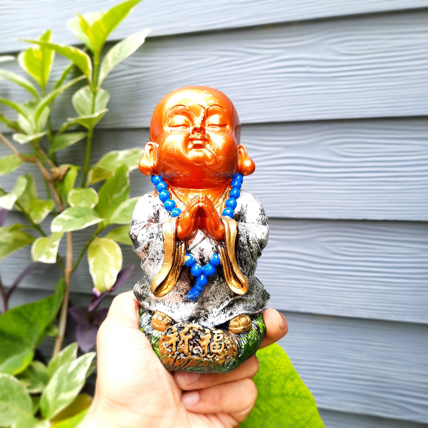Baby Buddha Statue |Cute Baby Monk Feng Shui Decor - for Car Dashboard, Good Luck, Home, Table, Office Decor & Gift- 6.5 inch- Apkamart