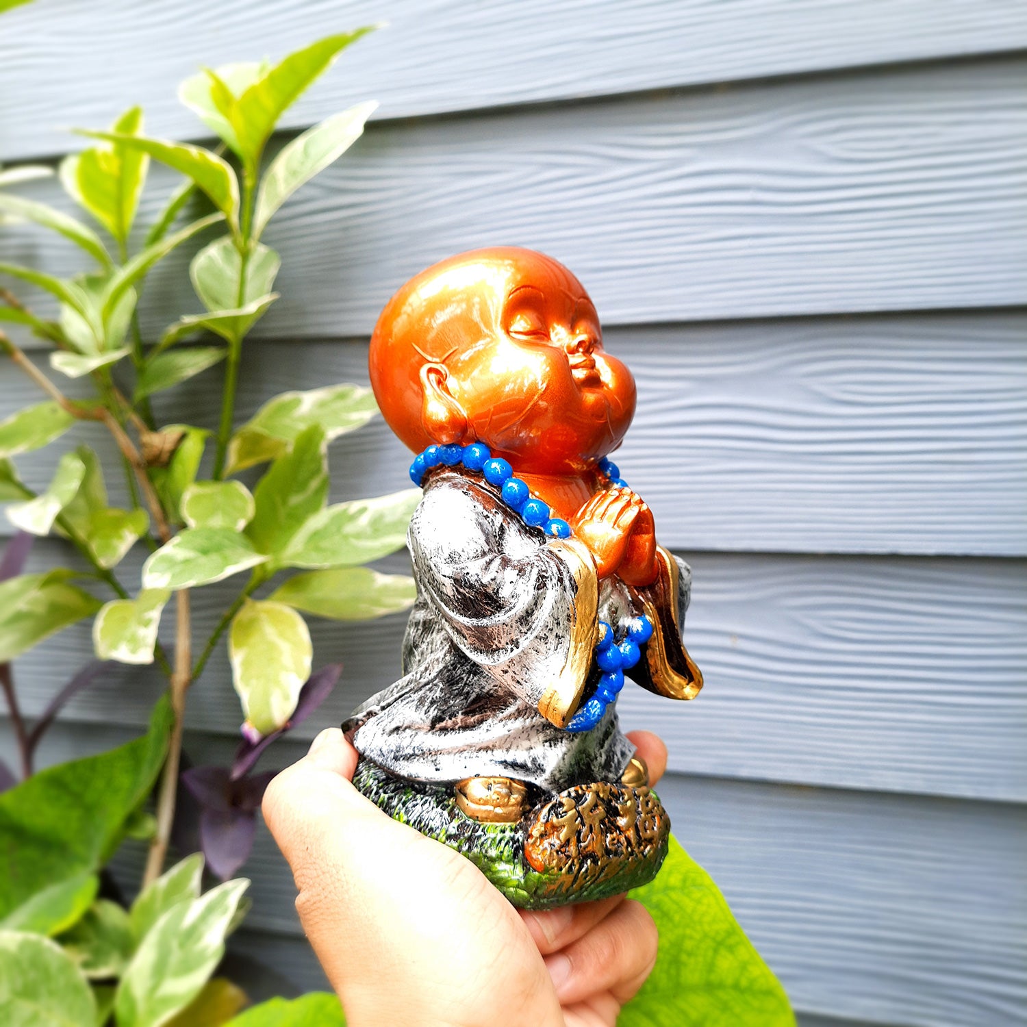 Baby Buddha Statue |Cute Baby Monk Feng Shui Decor - for Car Dashboard, Good Luck, Home, Table, Office Decor & Gift- 6.5 inch- Apkamart