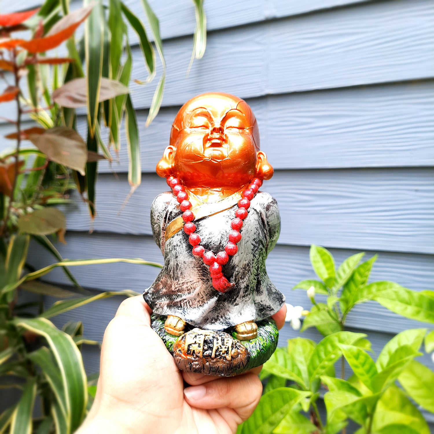 Baby Monk Showpiece Set | Buddha Feng Shui Decor - for Car Dashboard, Good Luck, Home, Table, Office Decor & Gift- 4 inch (Set of 3)- apkamart