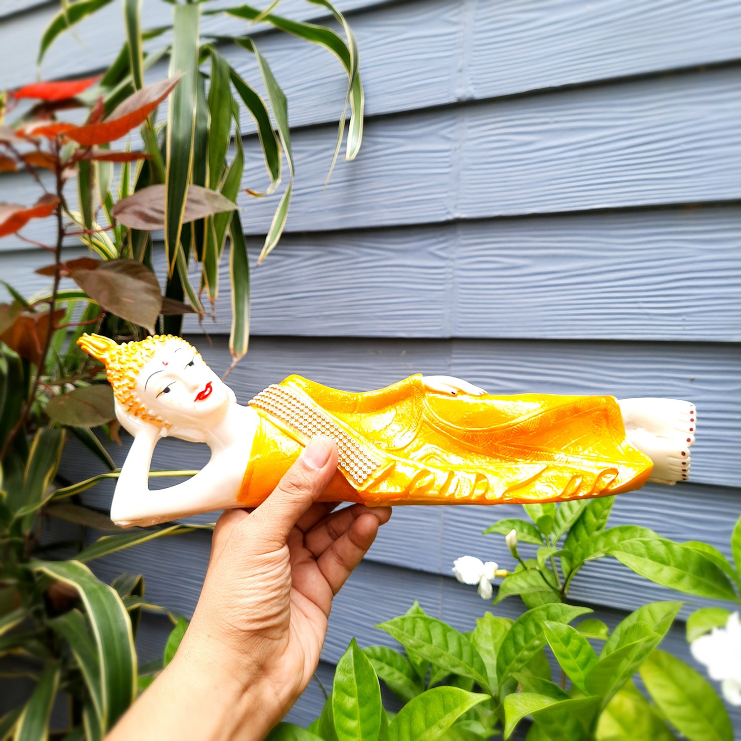 Buddha Statue | Lord Gautam Buddha Idol - In Relaxing Pose Showpiece - For Living room, Home, Table, Office Decor & Gift - 14 Inch - Apkamart