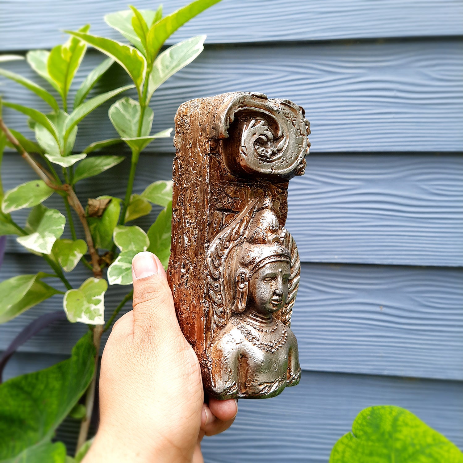 Buddha Showpiece Cum Tea Light Holder |Antique T - Light Candle Stand - for Living Room, Table, Shelf Decor | Home Decorative Item- 6 inch- Apkamart