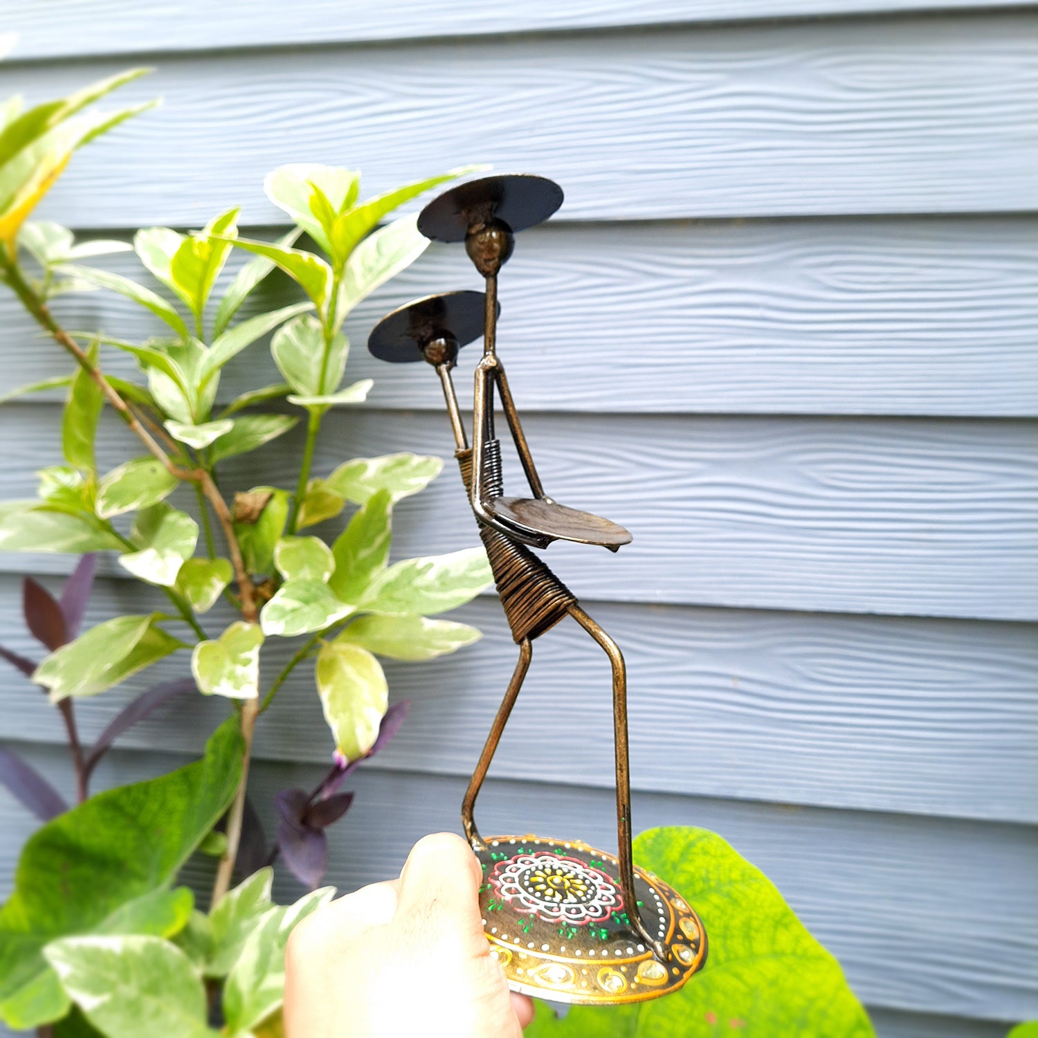 Tea Light Holder Cum Showpiece | T Light Candle Stand - Lady Holding Baby Design - For Home Decor, Living room, Table & Shelf Decor, Office, Decorative Item for Diwali & Gifts - 9 Inch - Apkamart