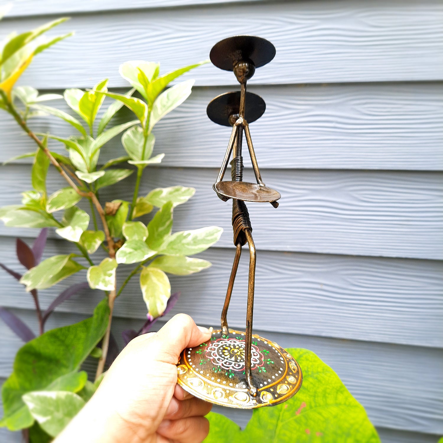 Tea Light Holder Cum Showpiece | T Light Candle Stand - Lady Holding Baby Design - For Home Decor, Living room, Table & Shelf Decor, Office, Decorative Item for Diwali & Gifts - 9 Inch - Apkamart