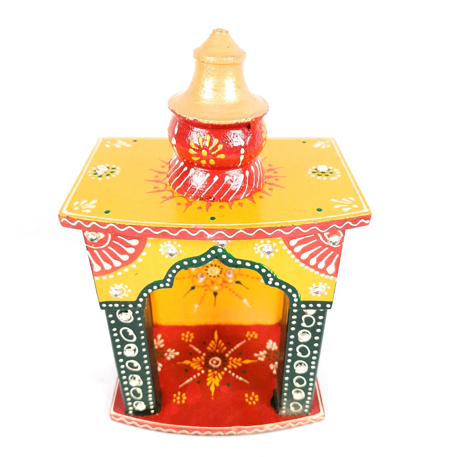 Pooja Temple Wooden | Mandir For Home | Puja Stand | Pooja Unit Small Wall Mounted – For Ghar, Office, Shop -10 Inch - Apkamart
