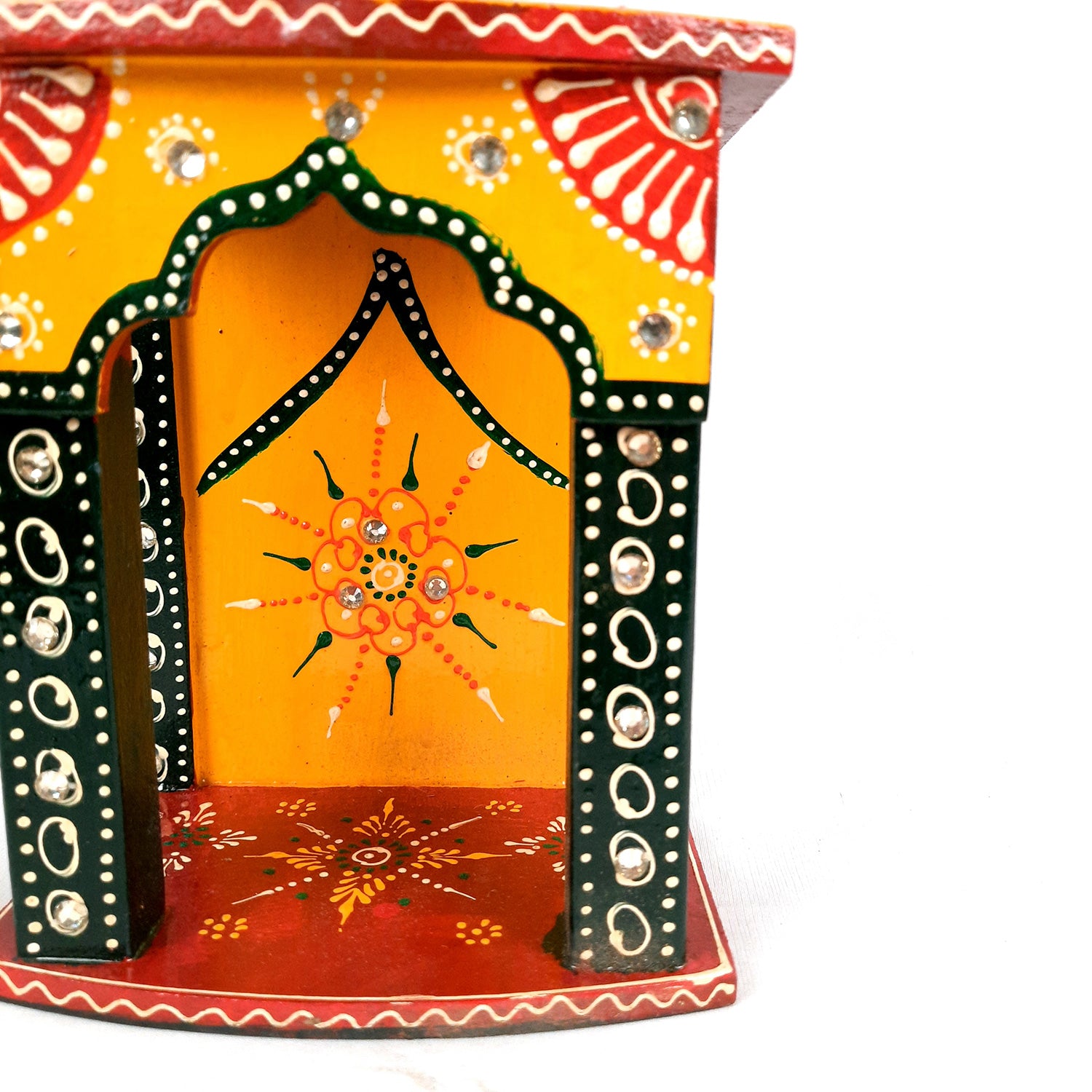 Pooja Temple Wooden | Mandir For Home | Puja Stand | Pooja Unit Small Wall Mounted – For Ghar, Office, Shop -10 Inch - Apkamart