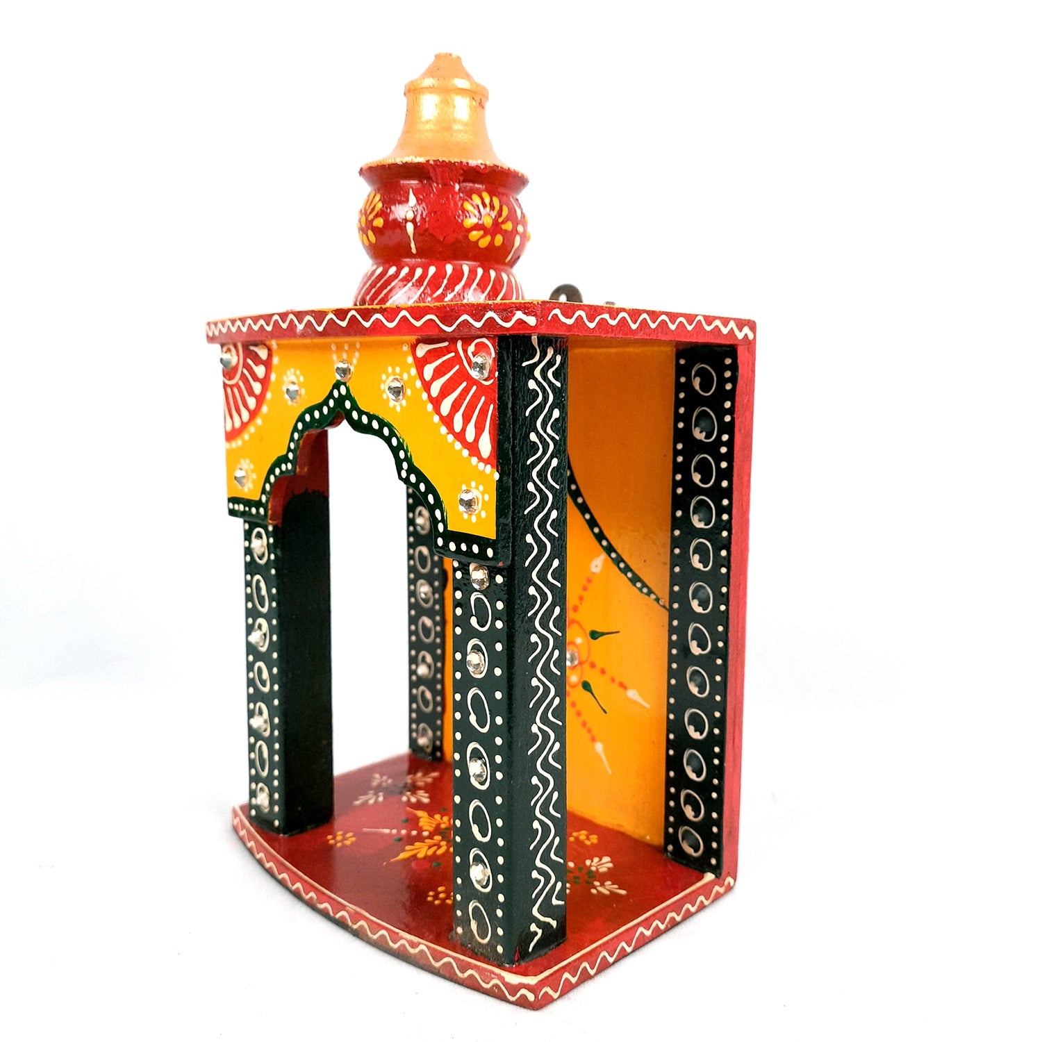 Pooja Temple Wooden | Mandir For Home | Puja Stand | Pooja Unit Small Wall Mounted – For Ghar, Office, Shop -10 Inch - Apkamart