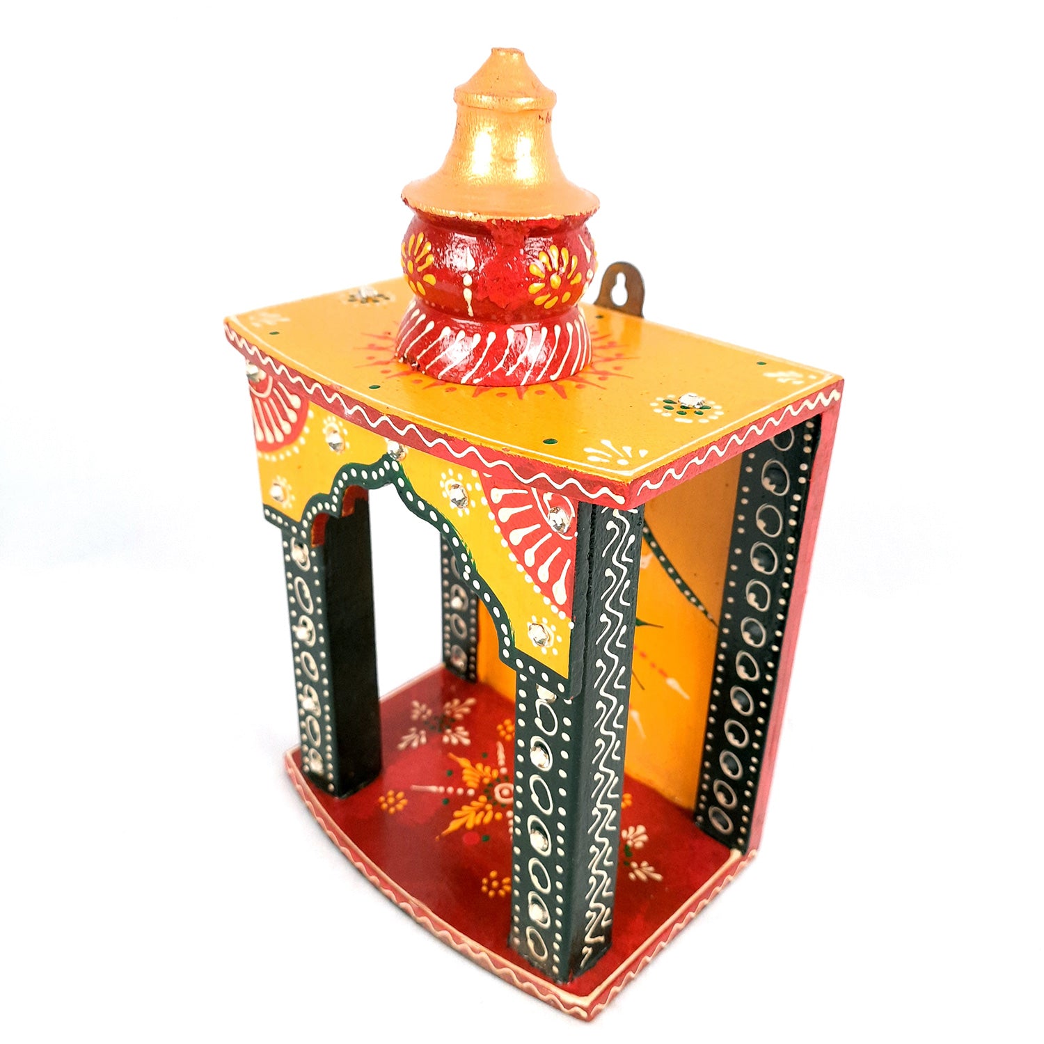 Pooja Temple Wooden | Mandir For Home | Puja Stand | Pooja Unit Small Wall Mounted – For Ghar, Office, Shop -10 Inch - Apkamart