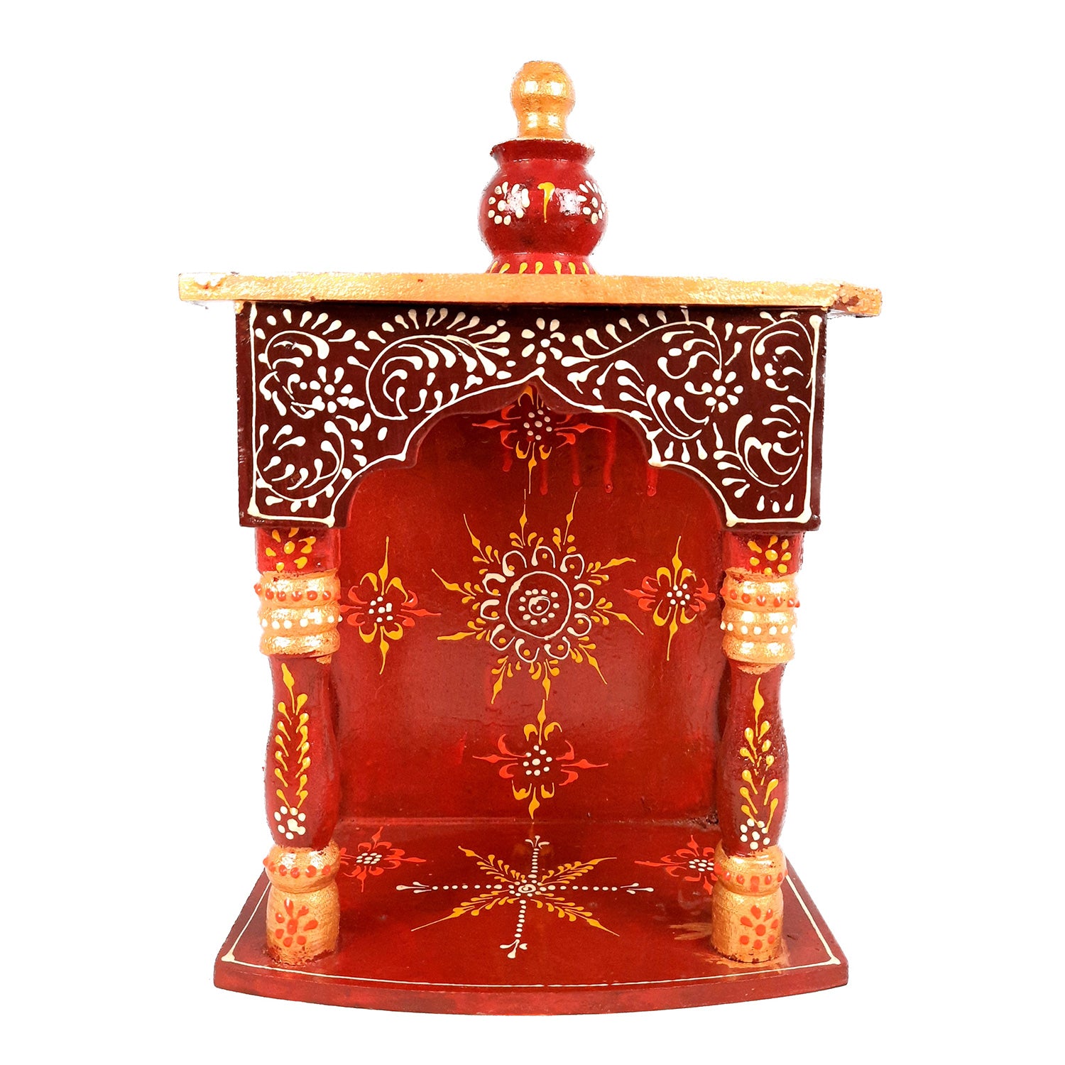 Pooja Temple Wooden | God Temple For Home | Puja Mandir Stand | Pooja Unit Small Wall Mounted – For Ghar, Office, Shop - 12 Inch - Apkamart