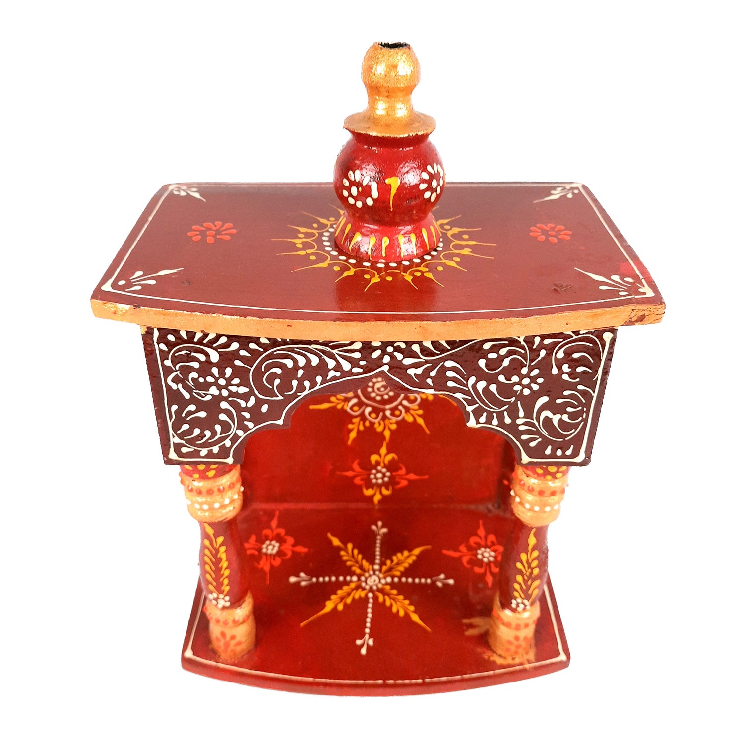 Pooja Temple Wooden | God Temple For Home | Puja Mandir Stand | Pooja Unit Small Wall Mounted – For Ghar, Office, Shop - 12 Inch - Apkamart