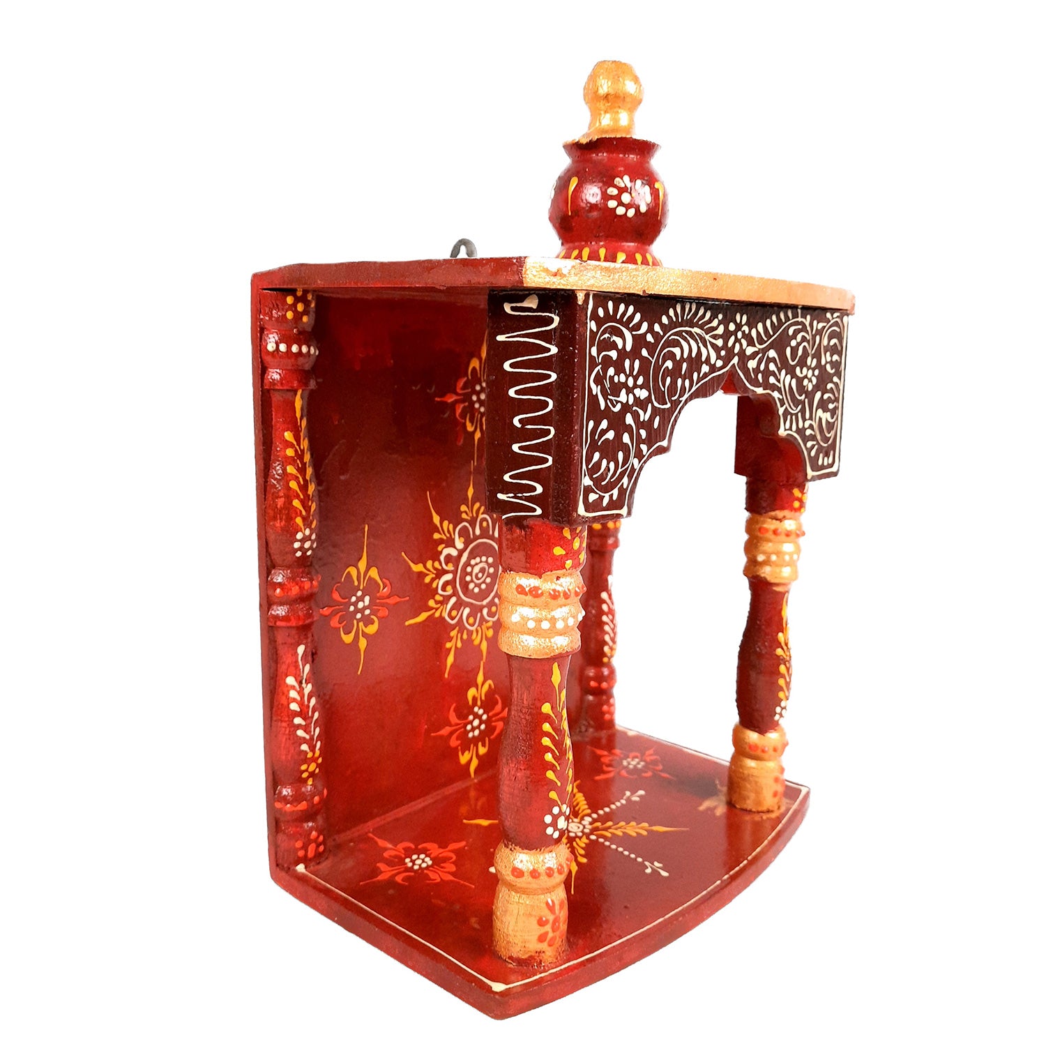 Pooja Temple Wooden | God Temple For Home | Puja Mandir Stand | Pooja Unit Small Wall Mounted – For Ghar, Office, Shop - 12 Inch - Apkamart