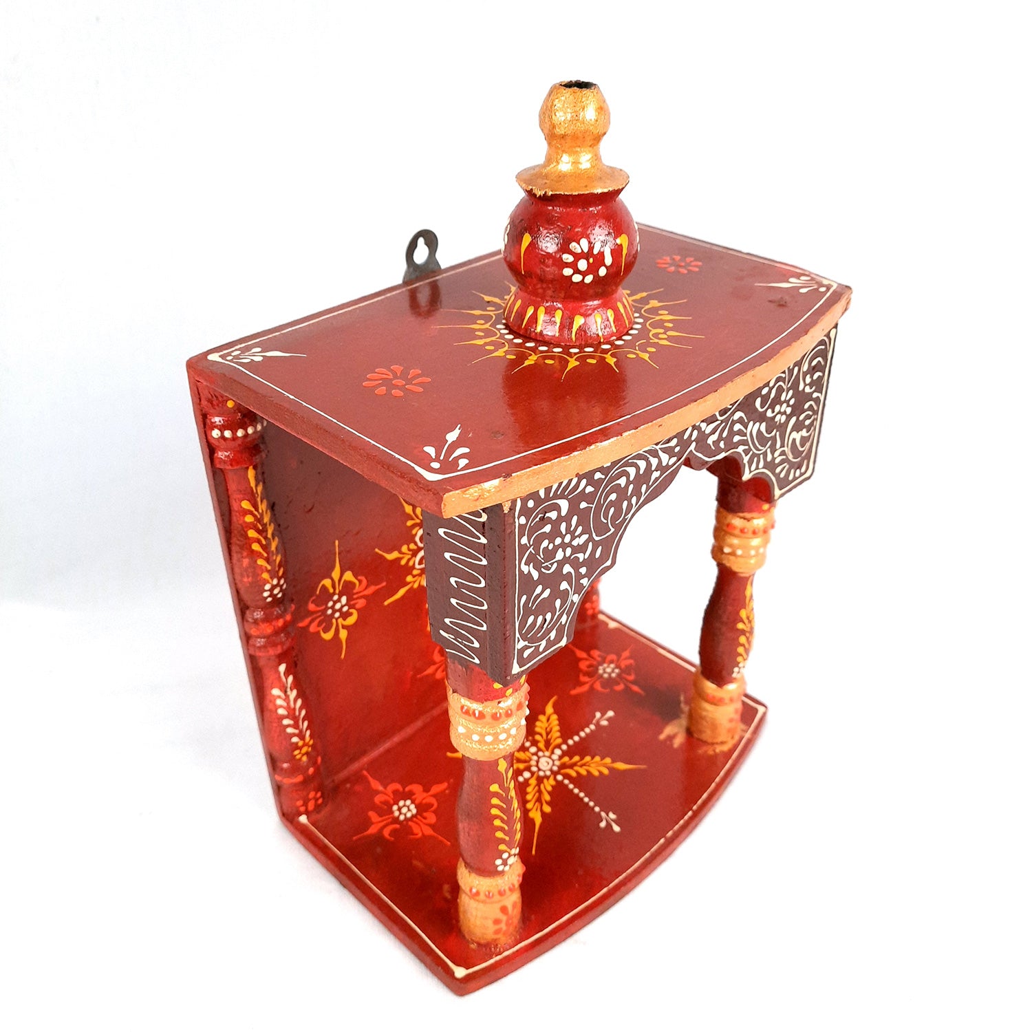 Pooja Temple Wooden | God Temple For Home | Puja Mandir Stand | Pooja Unit Small Wall Mounted – For Ghar, Office, Shop - 12 Inch - Apkamart
