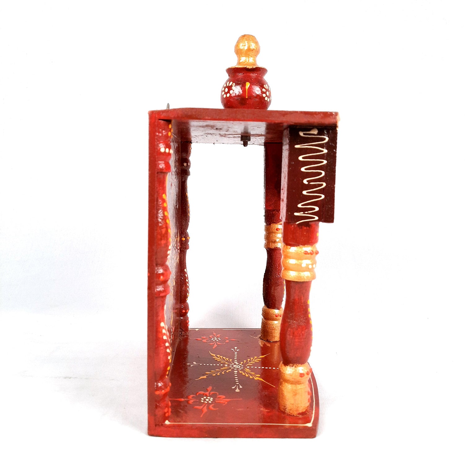 Pooja Temple Wooden | God Temple For Home | Puja Mandir Stand | Pooja Unit Small Wall Mounted – For Ghar, Office, Shop - 12 Inch - Apkamart