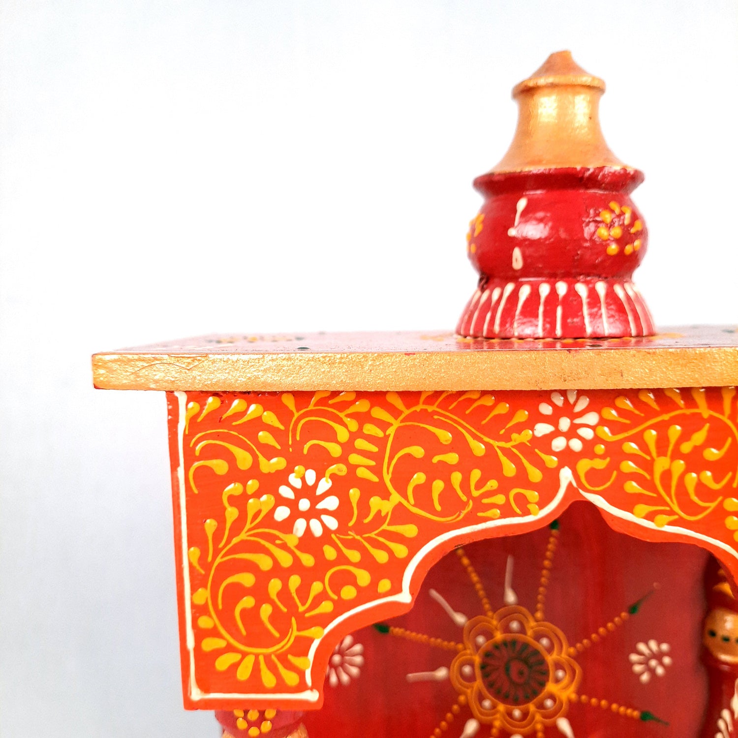 Pooja Temple Wooden | God Temple For Home With In Built Drawer | Puja Mandir With Storage | Pooja Unit Wall Mounted - For Ghar, Office, House, Shop 13 inch -Apkamart