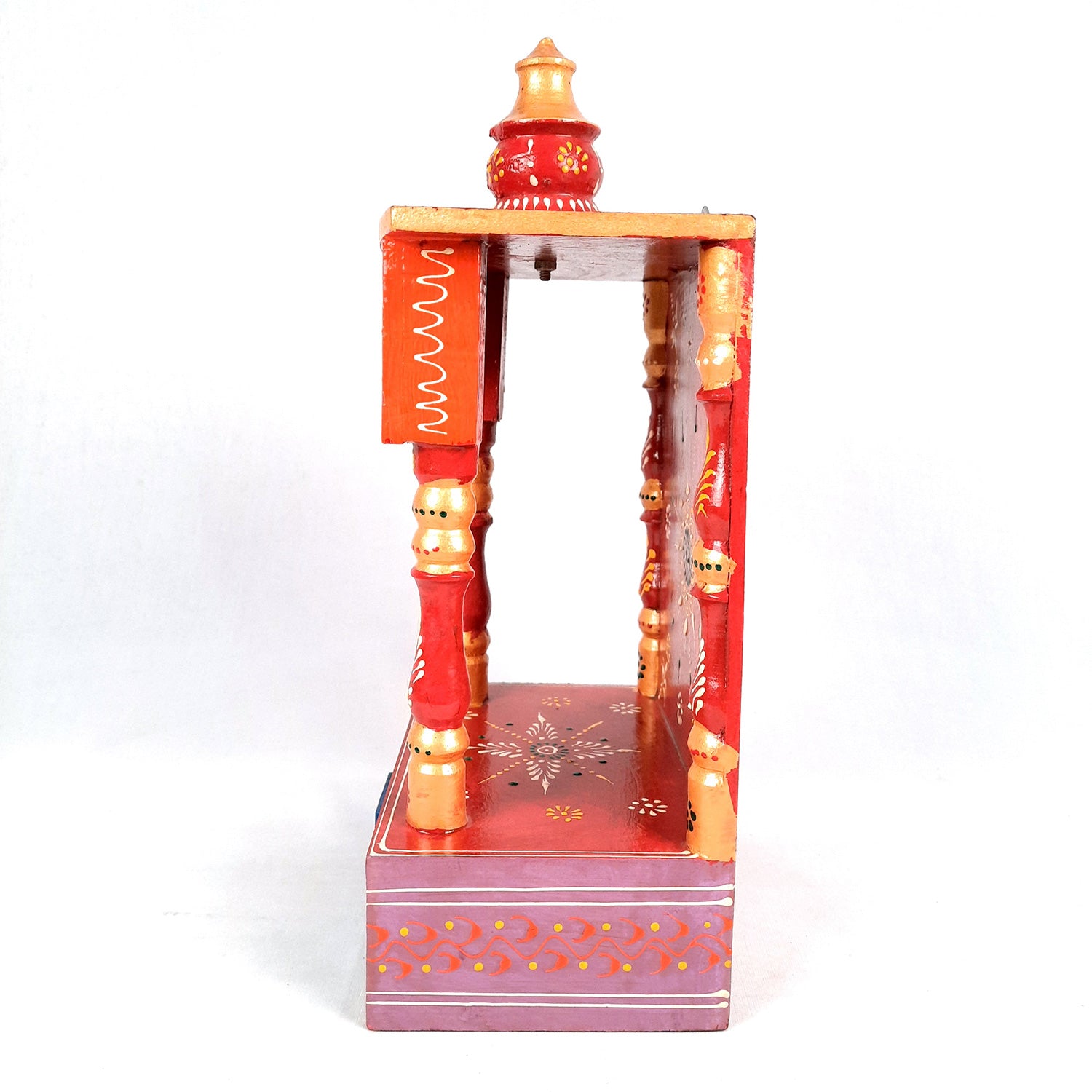 Pooja Temple Wooden | God Temple For Home With In Built Drawer | Puja Mandir With Storage | Pooja Unit Wall Mounted - For Ghar, Office, House, Shop 13 inch -Apkamart