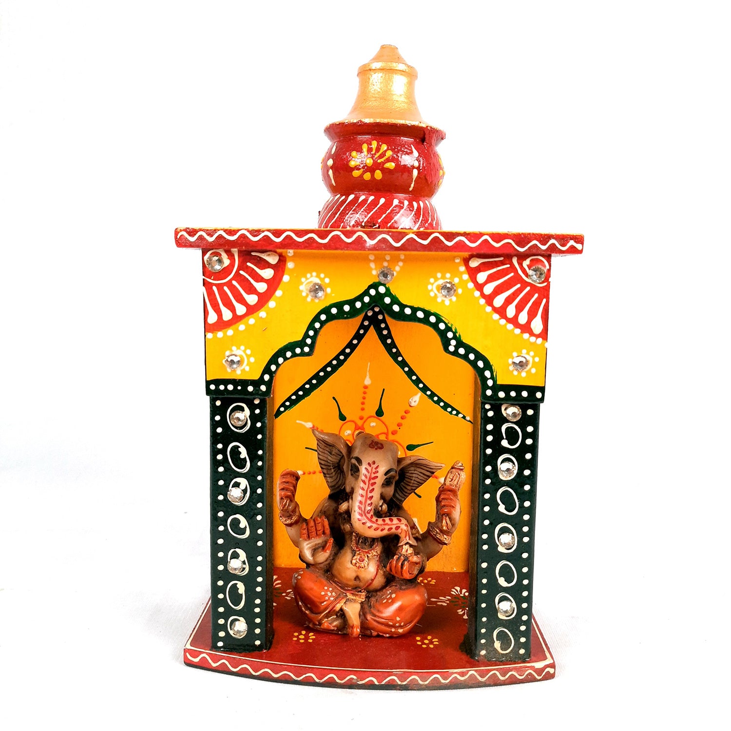 Pooja Temple Wooden | Mandir For Home | Puja Stand | Pooja Unit Small Wall Mounted – For Ghar, Office, Shop -10 Inch - Apkamart