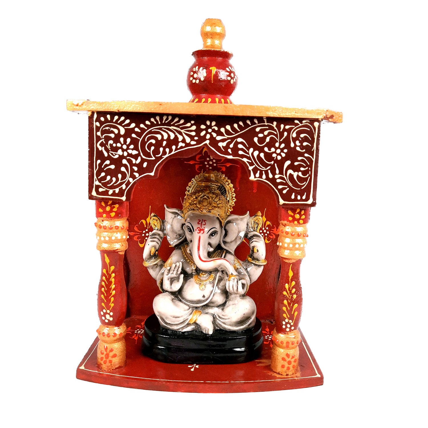 Pooja Temple Wooden | God Temple For Home | Puja Mandir Stand | Pooja Unit Small Wall Mounted – For Ghar, Office, Shop - 12 Inch - Apkamart