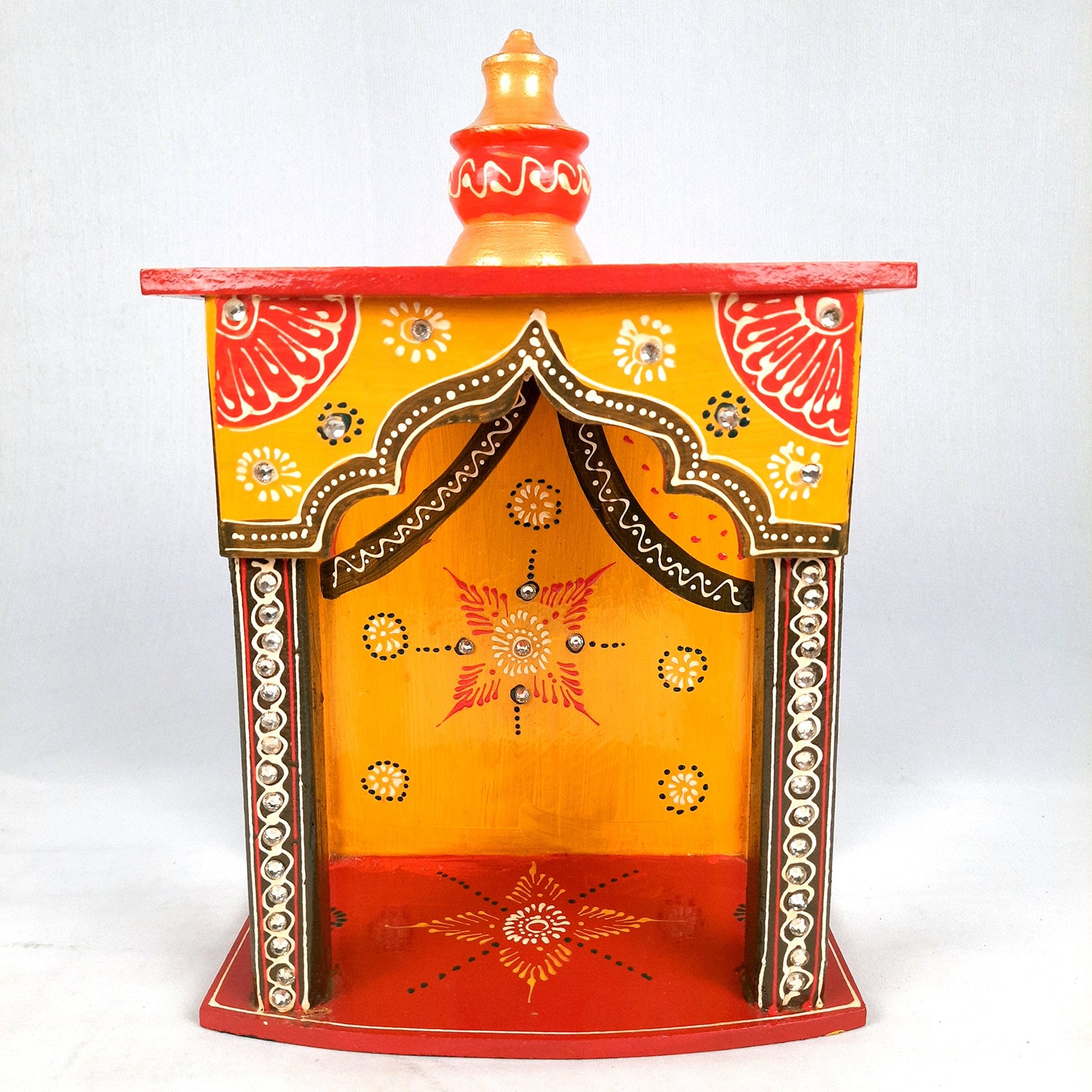 Pooja Mandir | Wall Mounted Wooden Pooja Mandir for Home - 13 Inch- Apkamart