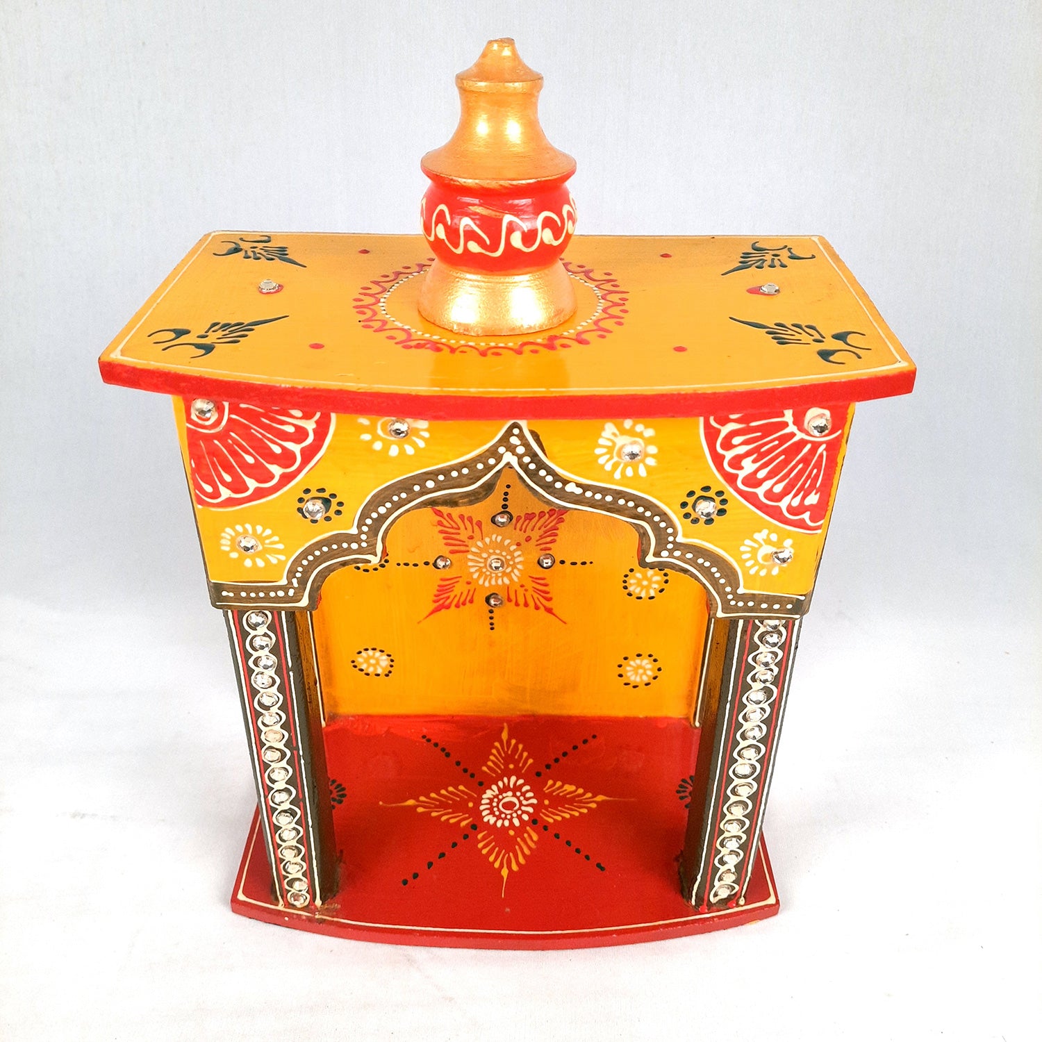 Pooja Mandir | Wall Mounted Wooden Pooja Mandir for Home - 13 Inch- Apkamart