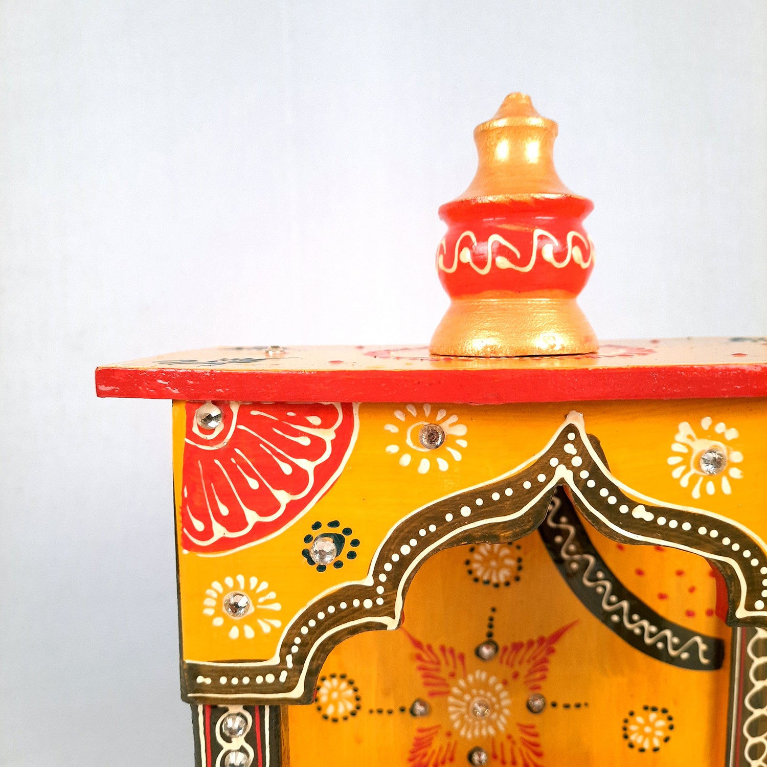 Pooja Mandir | Wall Mounted Wooden Pooja Mandir for Home - 13 Inch- Apkamart