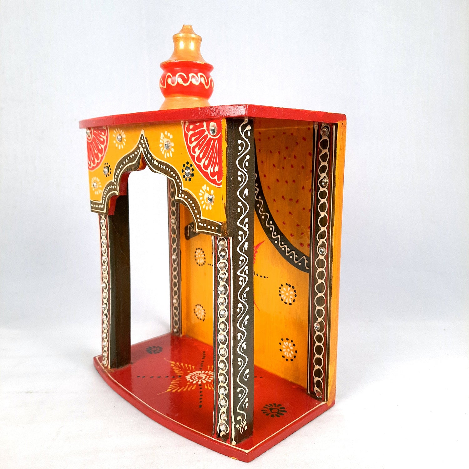 Pooja Mandir | Wall Mounted Wooden Pooja Mandir for Home - 13 Inch- Apkamart