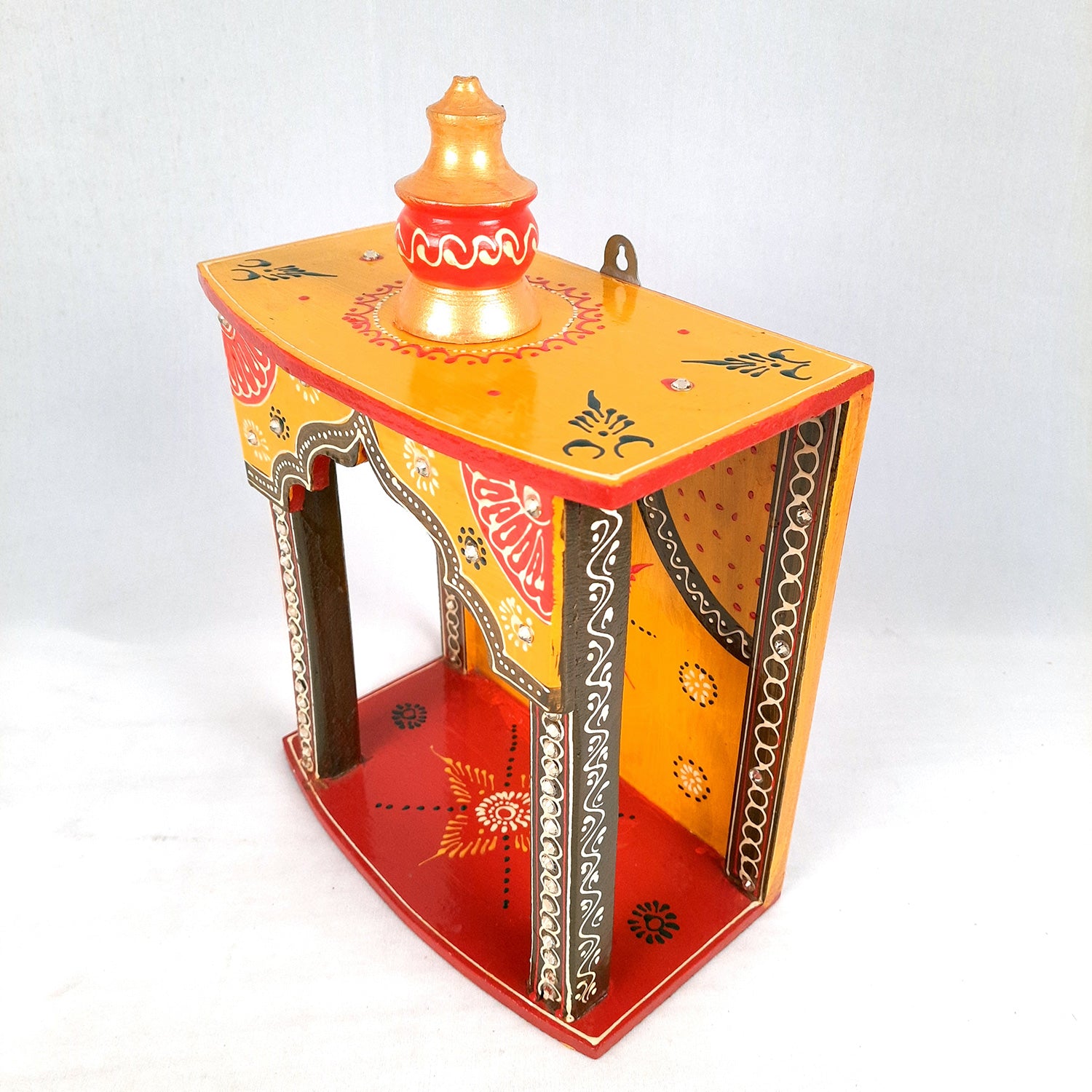 Pooja Mandir | Wall Mounted Wooden Pooja Mandir for Home - 13 Inch- Apkamart