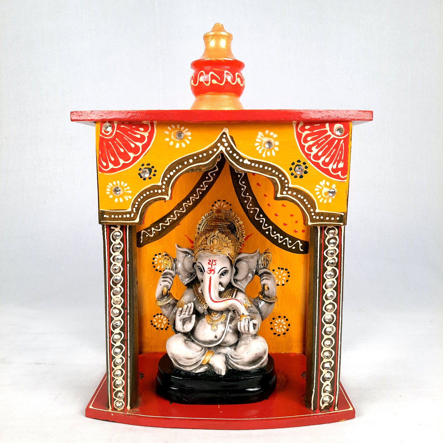 Pooja Mandir | Wall Mounted Wooden Pooja Mandir for Home - 13 Inch- Apkamart