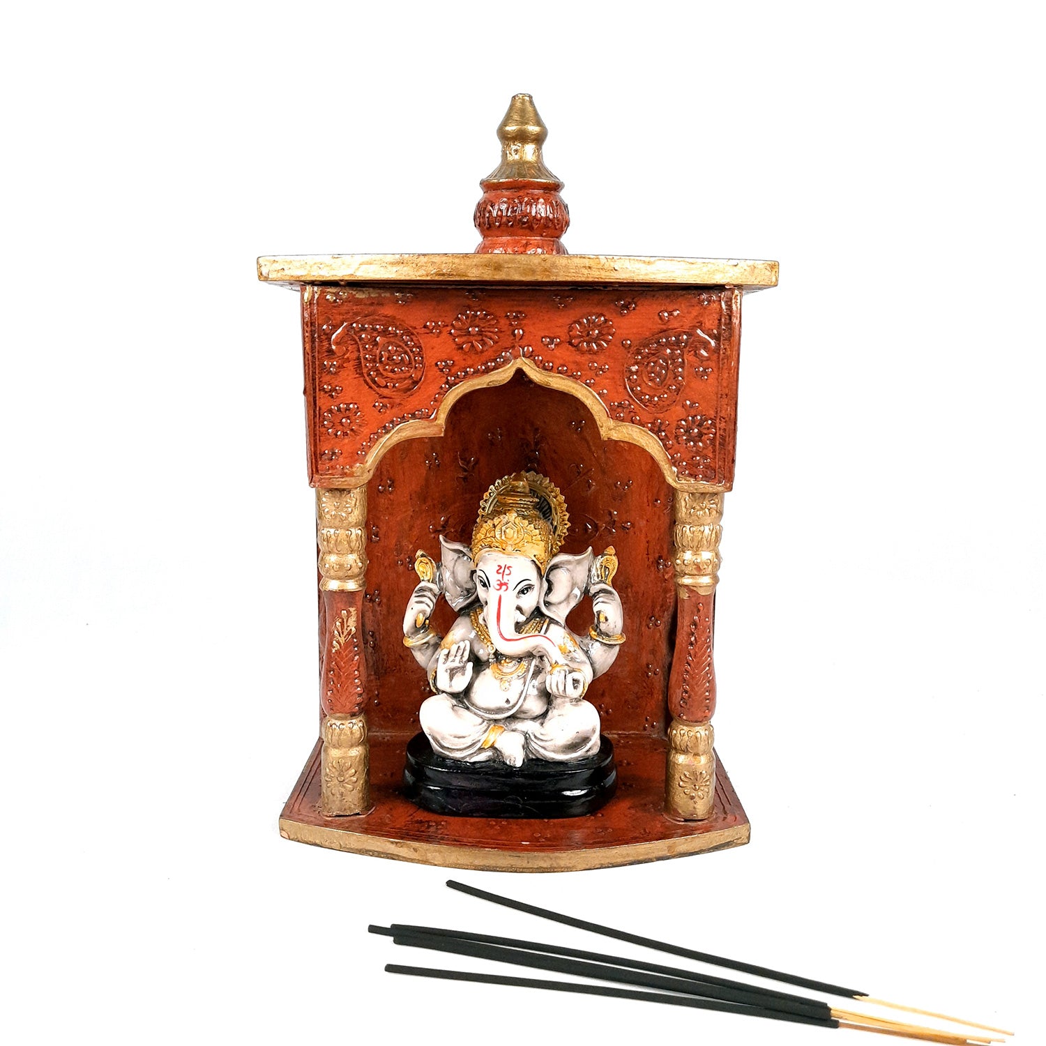 Wooden Temple for Home - Wooden Pooja Mandir - 14 Inch- Apkamart