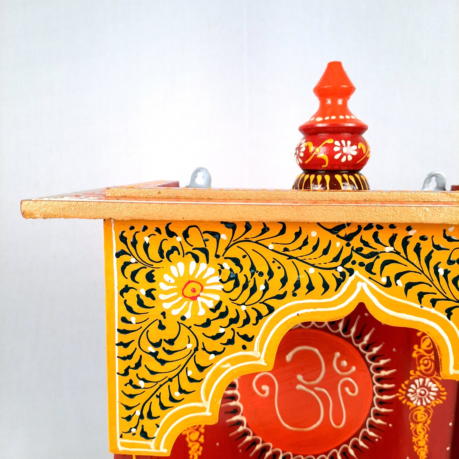 Pooja Temple Wooden With Storage Drawer | Mandir For Home | Puja Stand / Mandap Wall Mounted - For Religious Decor, House, Ghar, Office, Shop - Apkamart #Size_17 inch