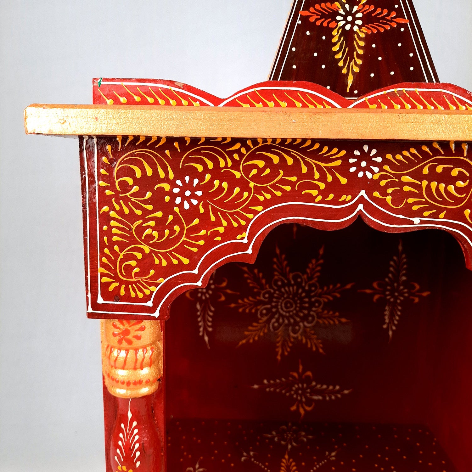 Pooja Temple Wooden With Storage Drawer | Big Mandir For Home | Puja Stand Mandap Wall Mounted – For House, Ghar, Office, Shop - 23 Inch