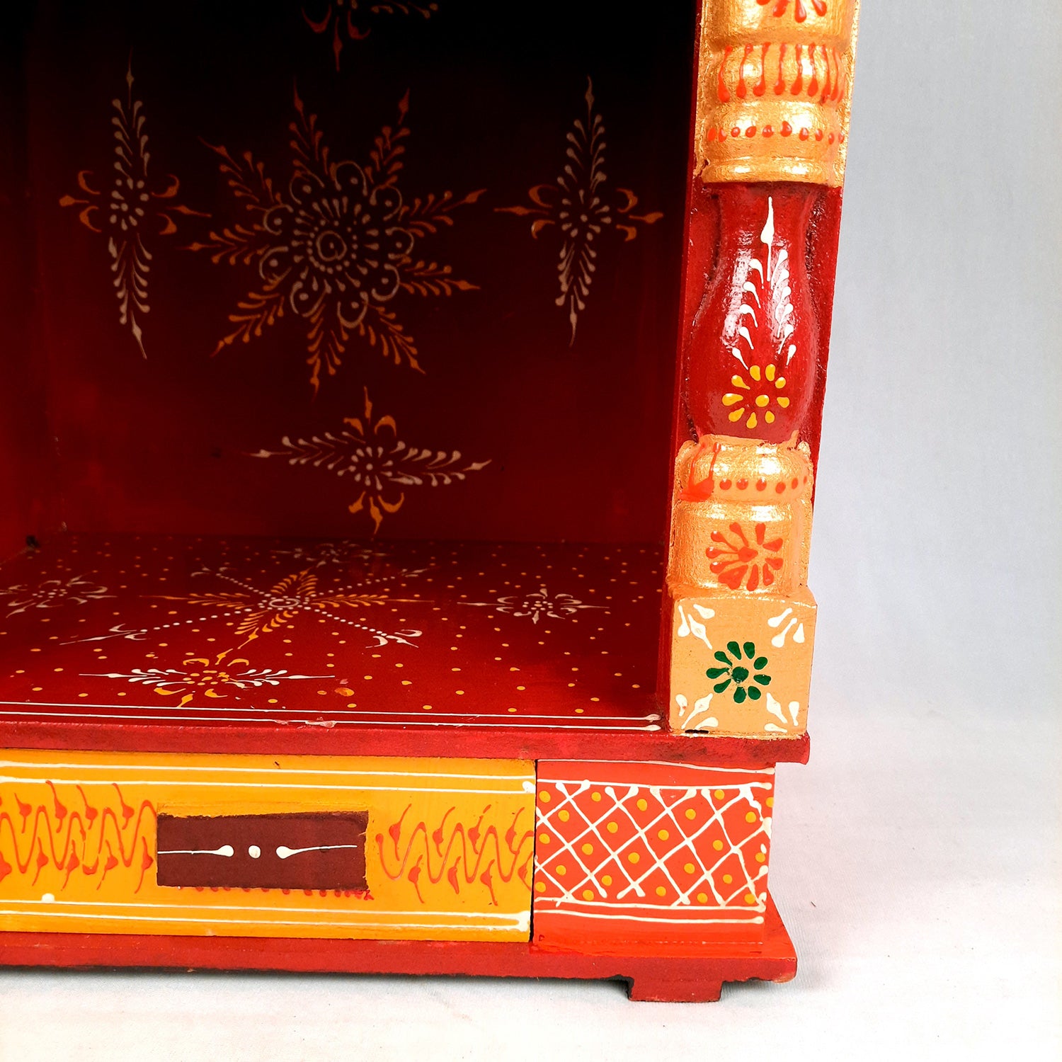 Pooja Temple Wooden With Storage Drawer | Big Mandir For Home | Puja Stand Mandap Wall Mounted – For House, Ghar, Office, Shop - 23 Inch
