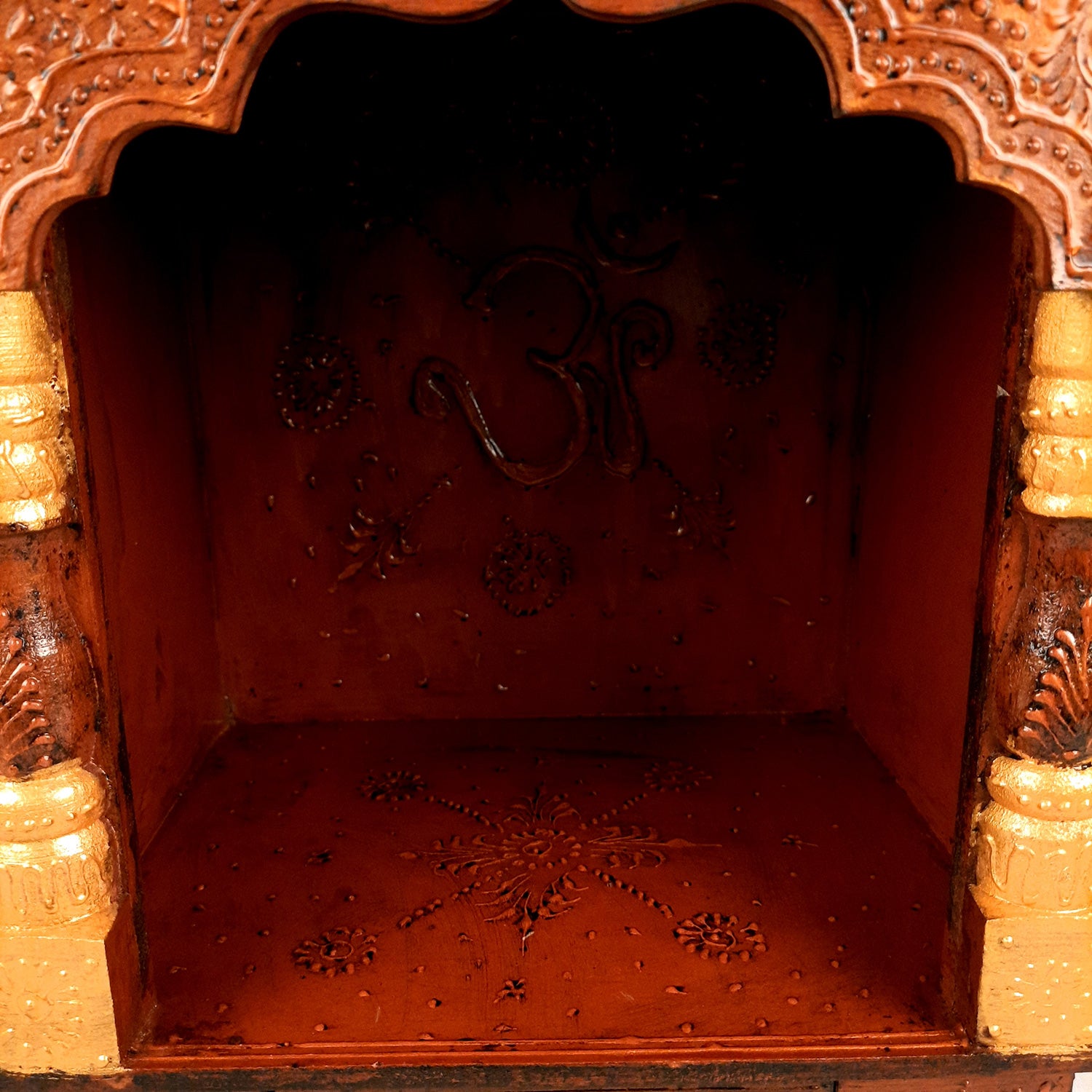 Pooja Temple Wooden With Closed Sides | God Temple For Home | Antique Puja Stand Mandir - Wall Mounted – For Ghar, Office, Shop - 23 Inch - Apkamart