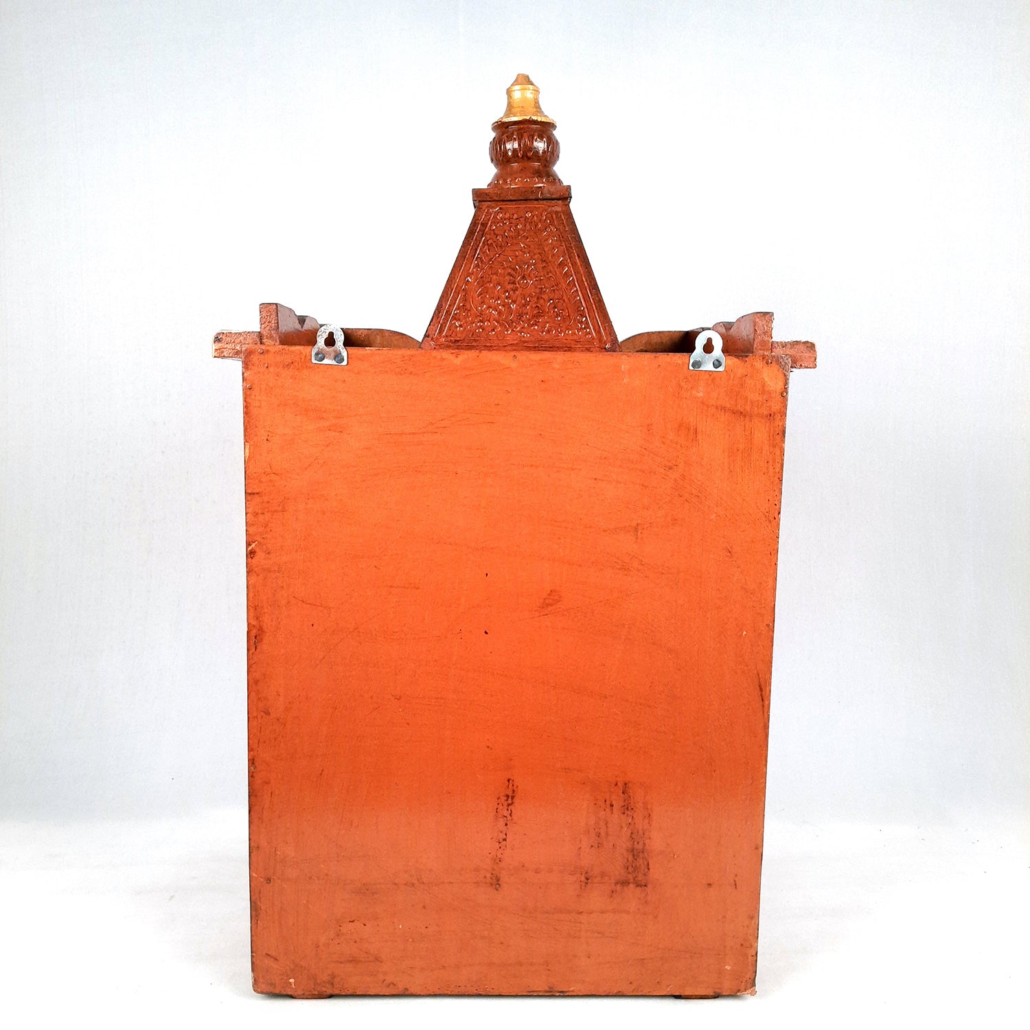Pooja Temple Wooden With Closed Sides | God Temple For Home | Antique Puja Stand Mandir - Wall Mounted – For Ghar, Office, Shop - 23 Inch - Apkamart