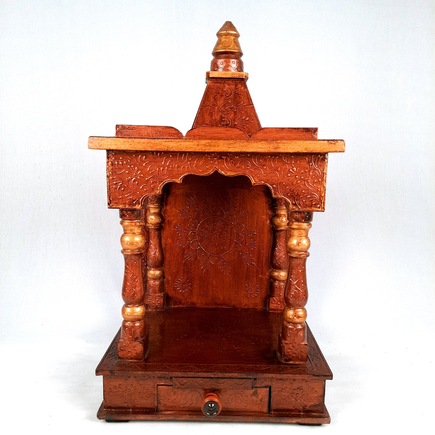 Wooden Temple for Home Big Size - Shelf with Doors - 23 Inch- Apkamart