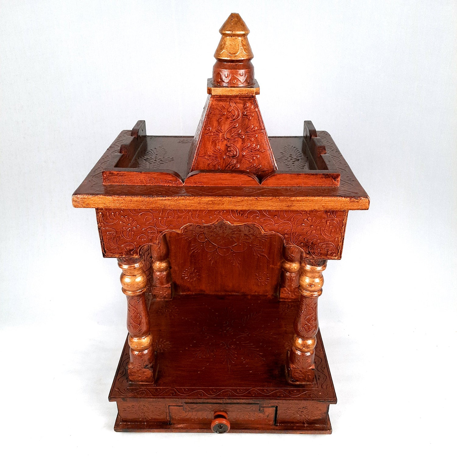 Wooden Temple for Home Big Size - Shelf with Doors - 23 Inch- Apkamart