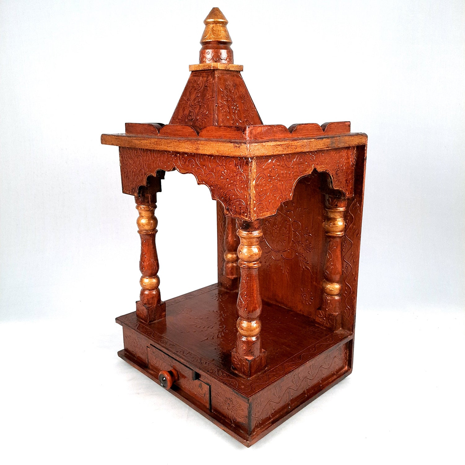 Wooden Temple for Home Big Size - Shelf with Doors - 23 Inch- Apkamart