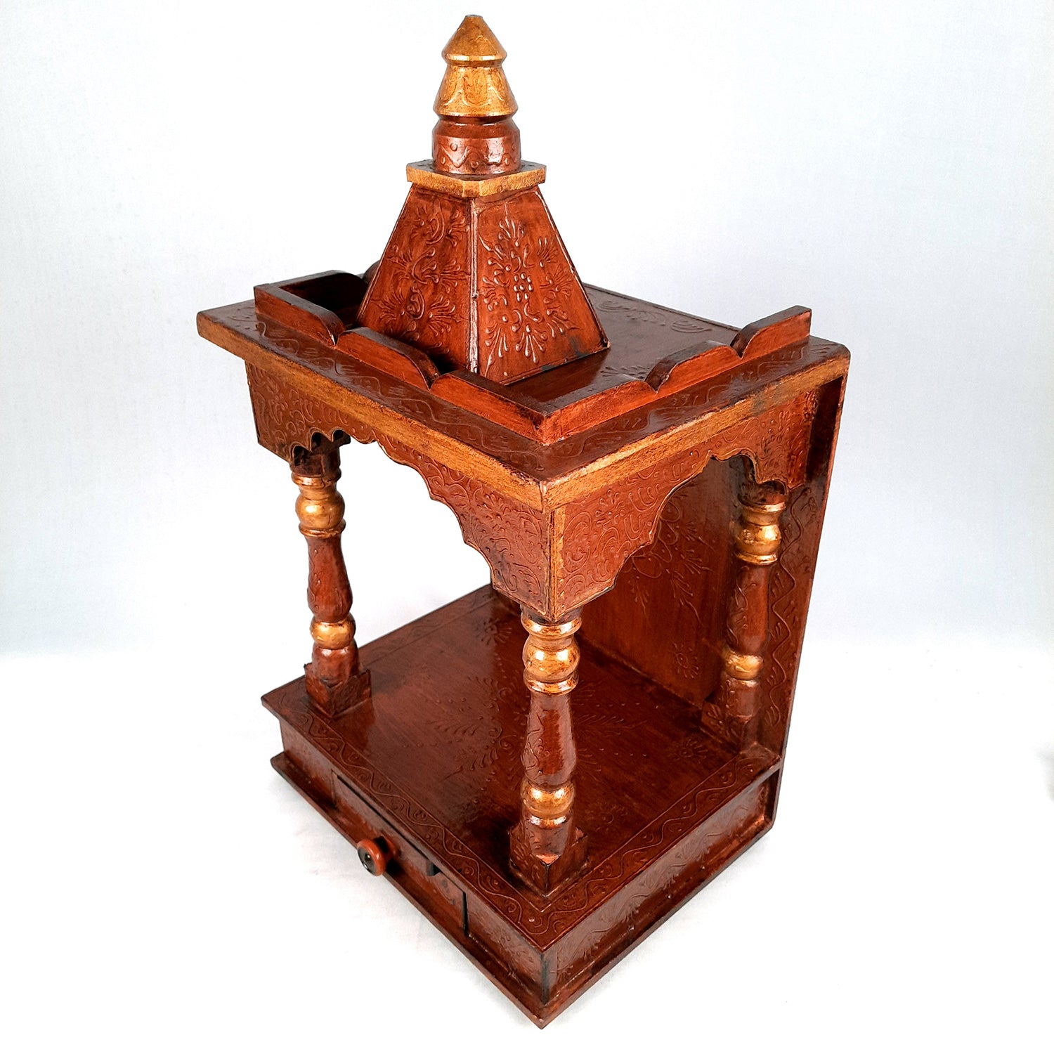 Wooden Temple for Home Big Size - Shelf with Doors - 23 Inch- Apkamart
