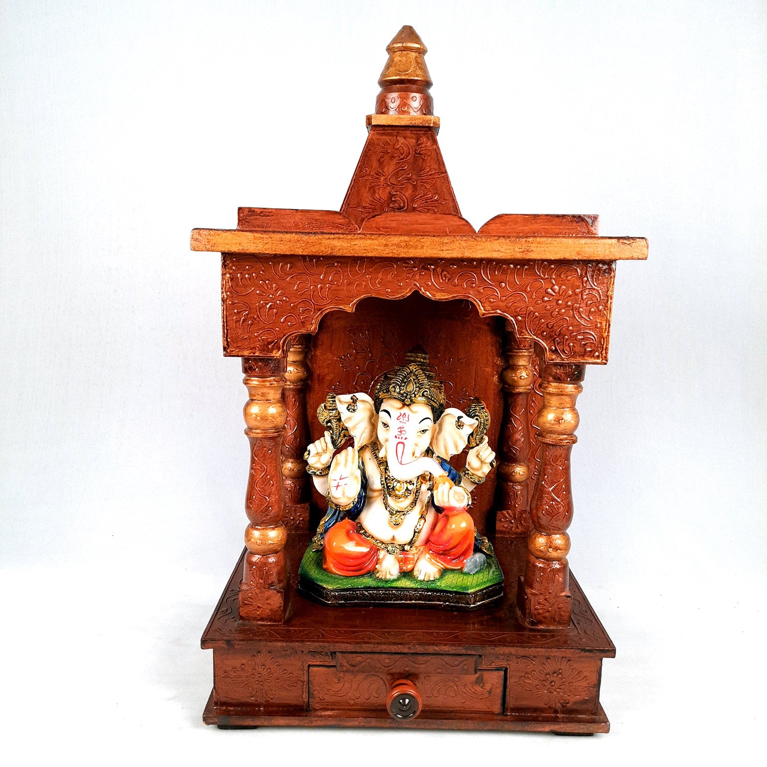 Wooden Temple for Home Big Size - Shelf with Doors - 23 Inch- Apkamart