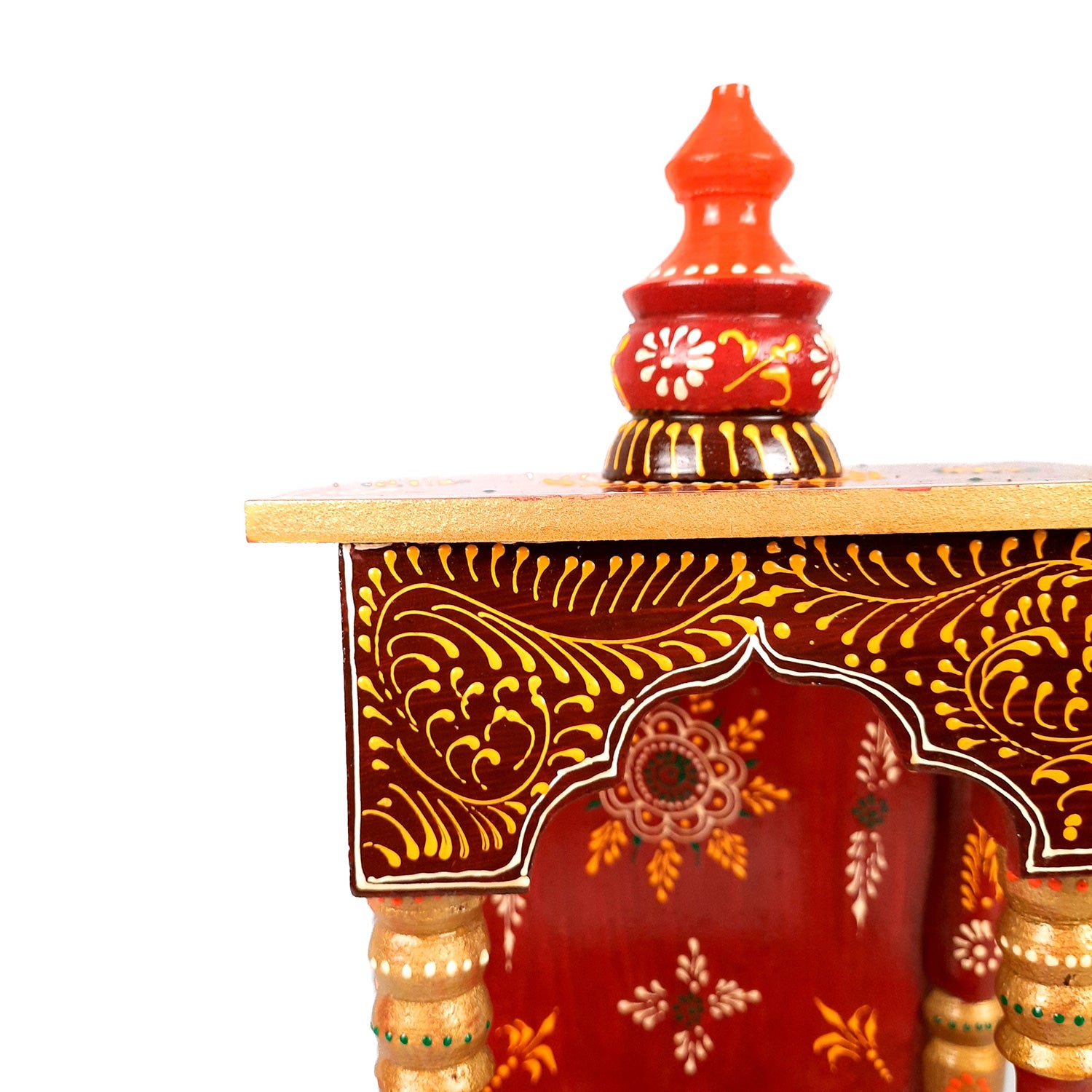 Pooja Mandir | Home Temple Wooden With Storage Drawer | Puja Stand / Mandap Wall Hanging – For Home, Ghar, Office, Shop - 14 inch - Apkamart