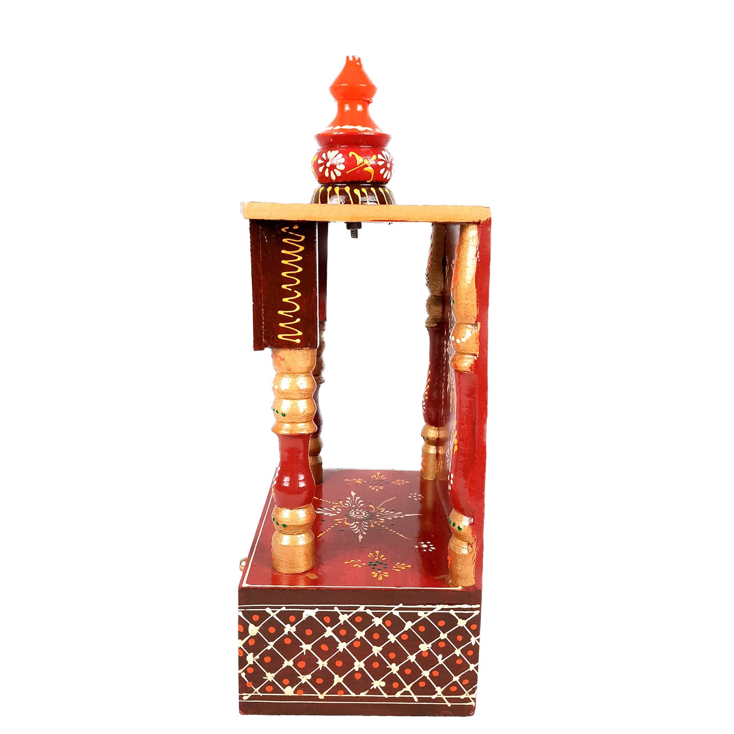 Pooja Mandir | Home Temple Wooden With Storage Drawer | Puja Stand / Mandap Wall Hanging – For Home, Ghar, Office, Shop - 14 inch - Apkamart