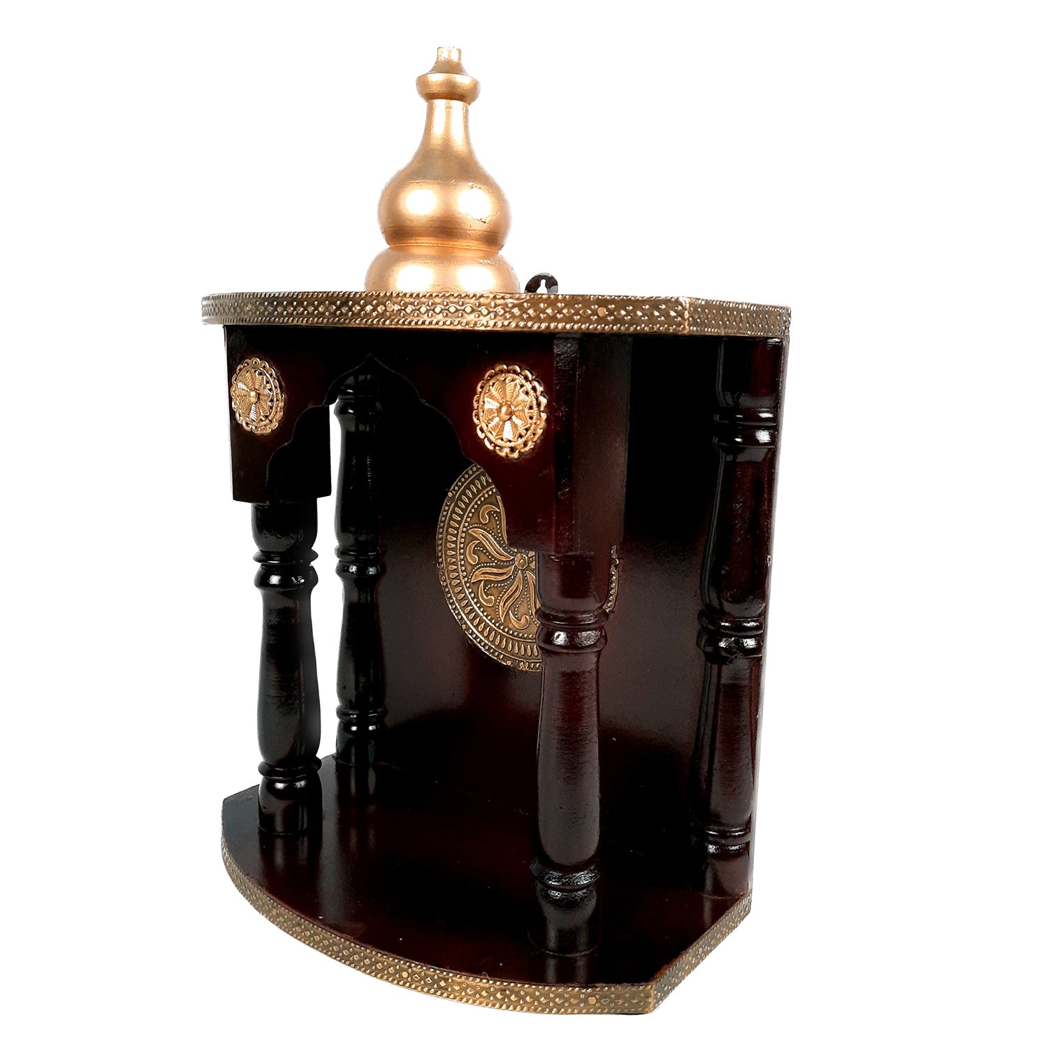 Pooja Mandir | Home Temple Wooden With Premium Finish | Puja Stand / Unit Wall Hanging – For Home, Ghar, Office, Shop - 13 Inch - Apkamart