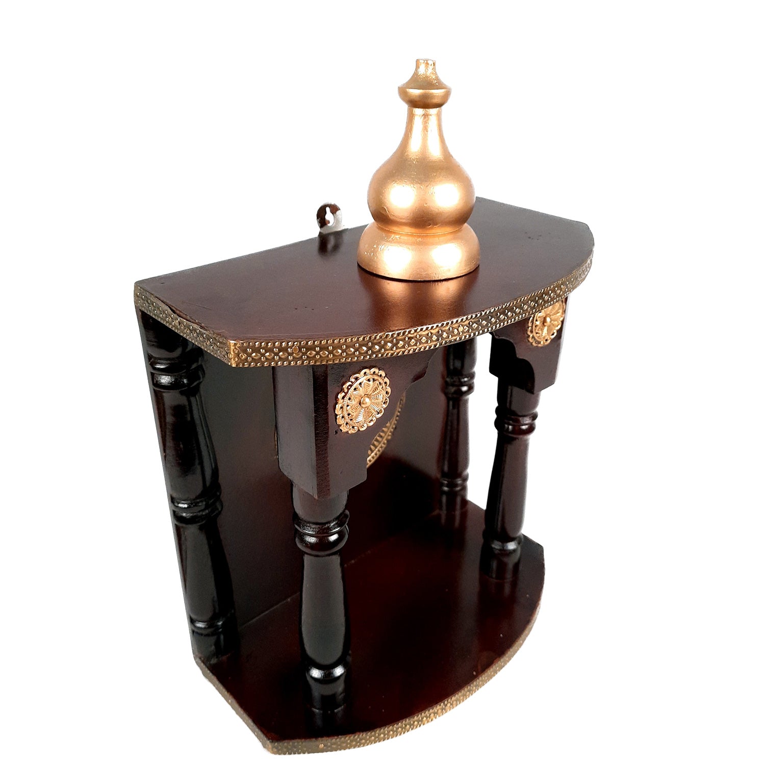 Pooja Mandir | Home Temple Wooden With Premium Finish | Puja Stand / Unit Wall Hanging – For Home, Ghar, Office, Shop - 13 Inch - Apkamart