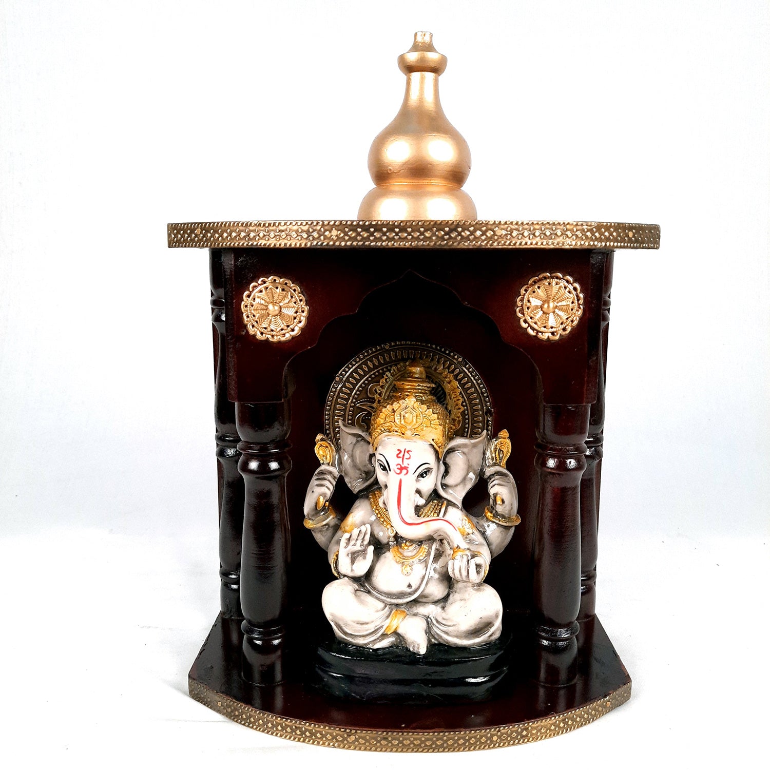 Pooja Mandir | Home Temple Wooden With Premium Finish | Puja Stand / Unit Wall Hanging – For Home, Ghar, Office, Shop - 13 Inch - Apkamart
