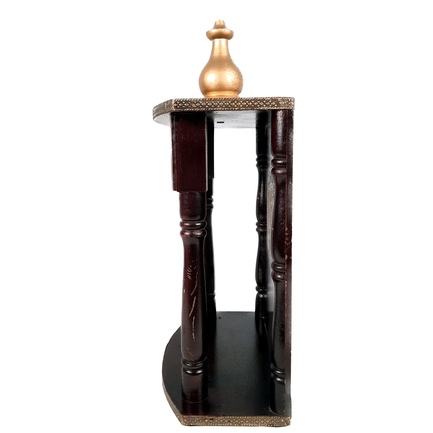 Pooja Mandir | Home Temple With Premium Wood Finish | Brass Puja Stand / Unit Wall Hanging – For Home, Ghar, Office, Shop - 18 inch - Apkamart