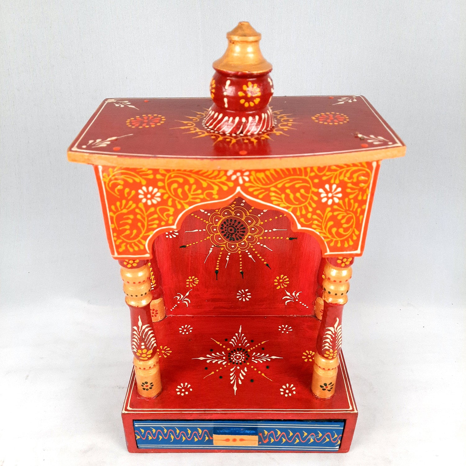 Pooja Temple with In Built Storage Drawer | Mandap For God |Puja Mandir Wall Mount - For Home , Puja Room, Office & Gifts - 15 Inch - Apkamart #Style_Style 1